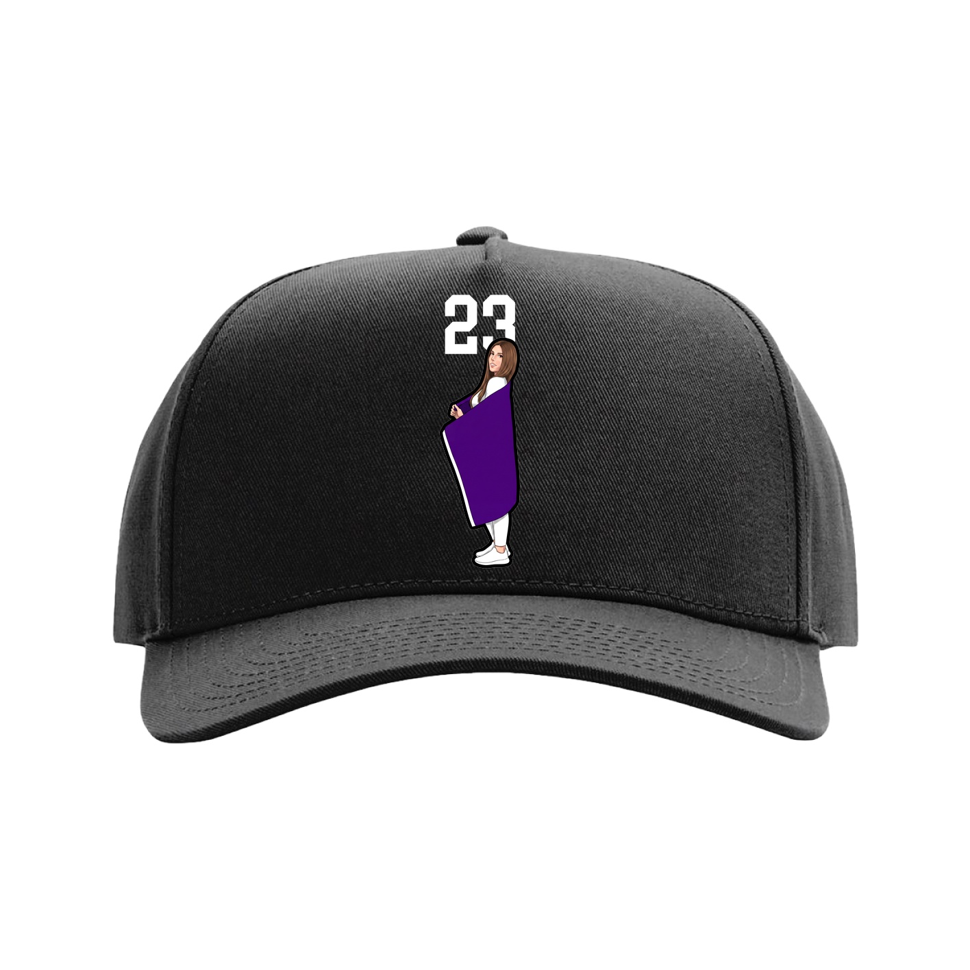 Full Fabric Five-Panel Champ Cap — Number Top in Black