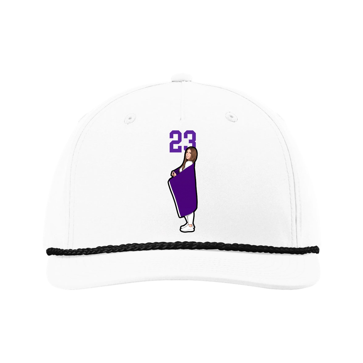Five-Panel Classic Rope Cap — Number Top in White