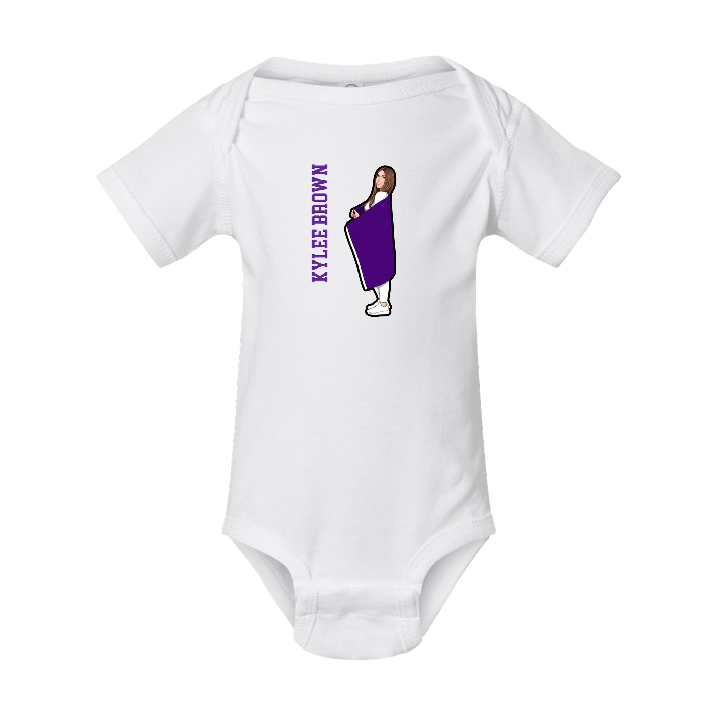 Baby Onesie — Name Vertical in White