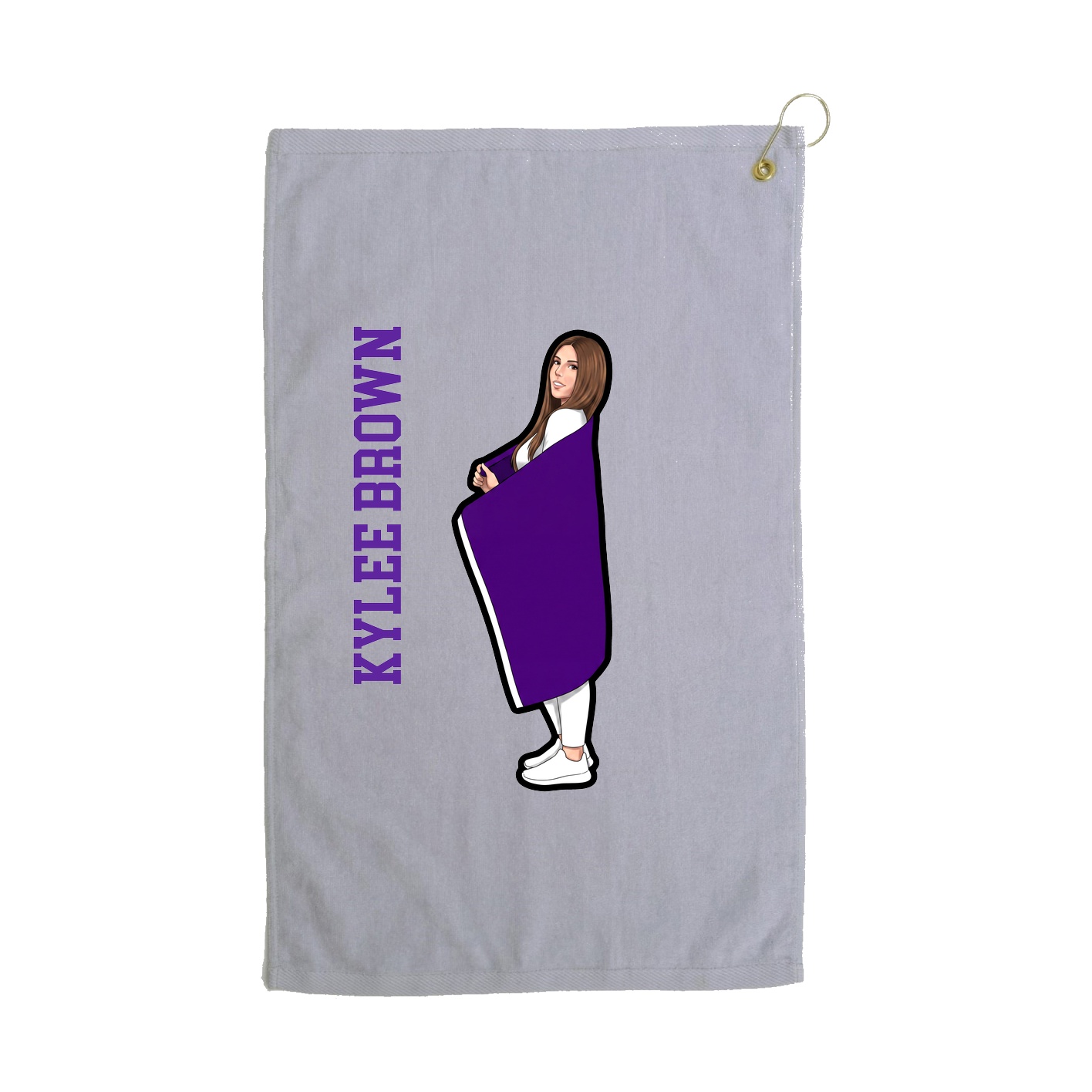 Golf Towel — Name Vertical in Grey