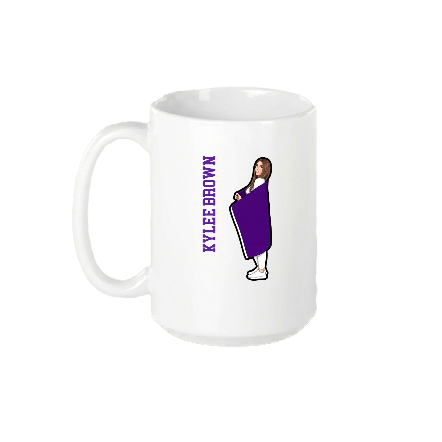 15oz Coffee Mug — Name Vertical in White