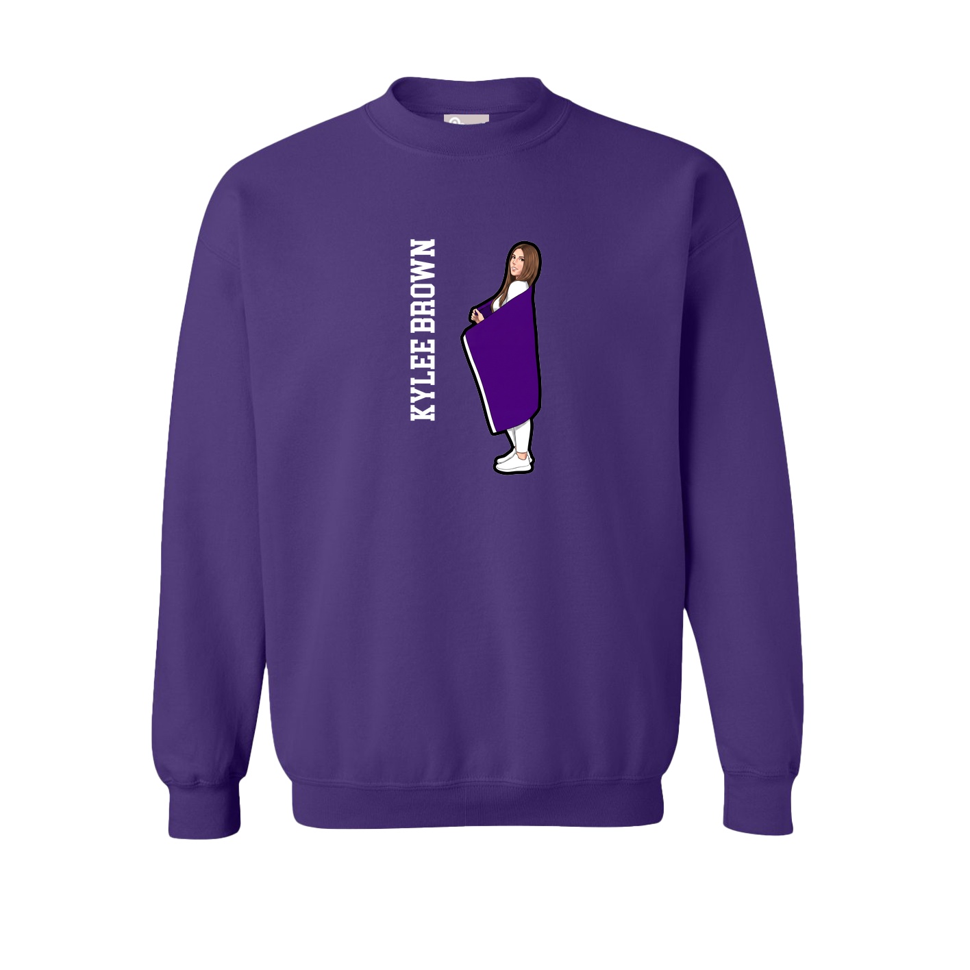 Fleece Crew — Name Vertical in Purple