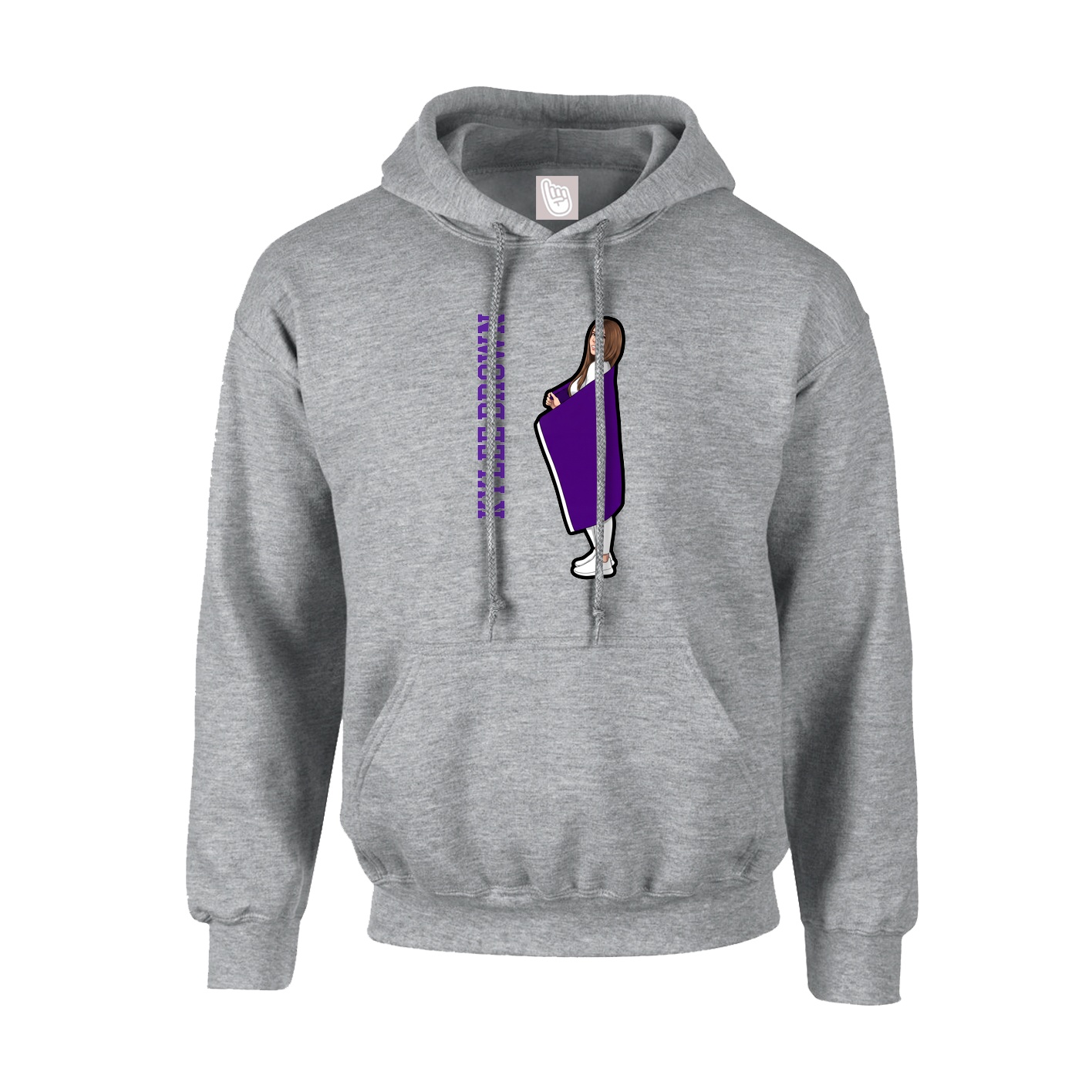 Youth Hoodie — Name Vertical in Grey