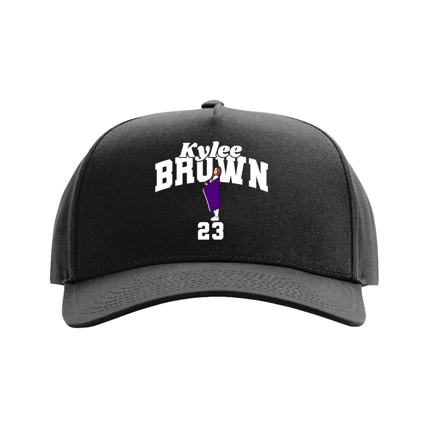Full Fabric Five-Panel Champ Cap — Signature Arch in Black