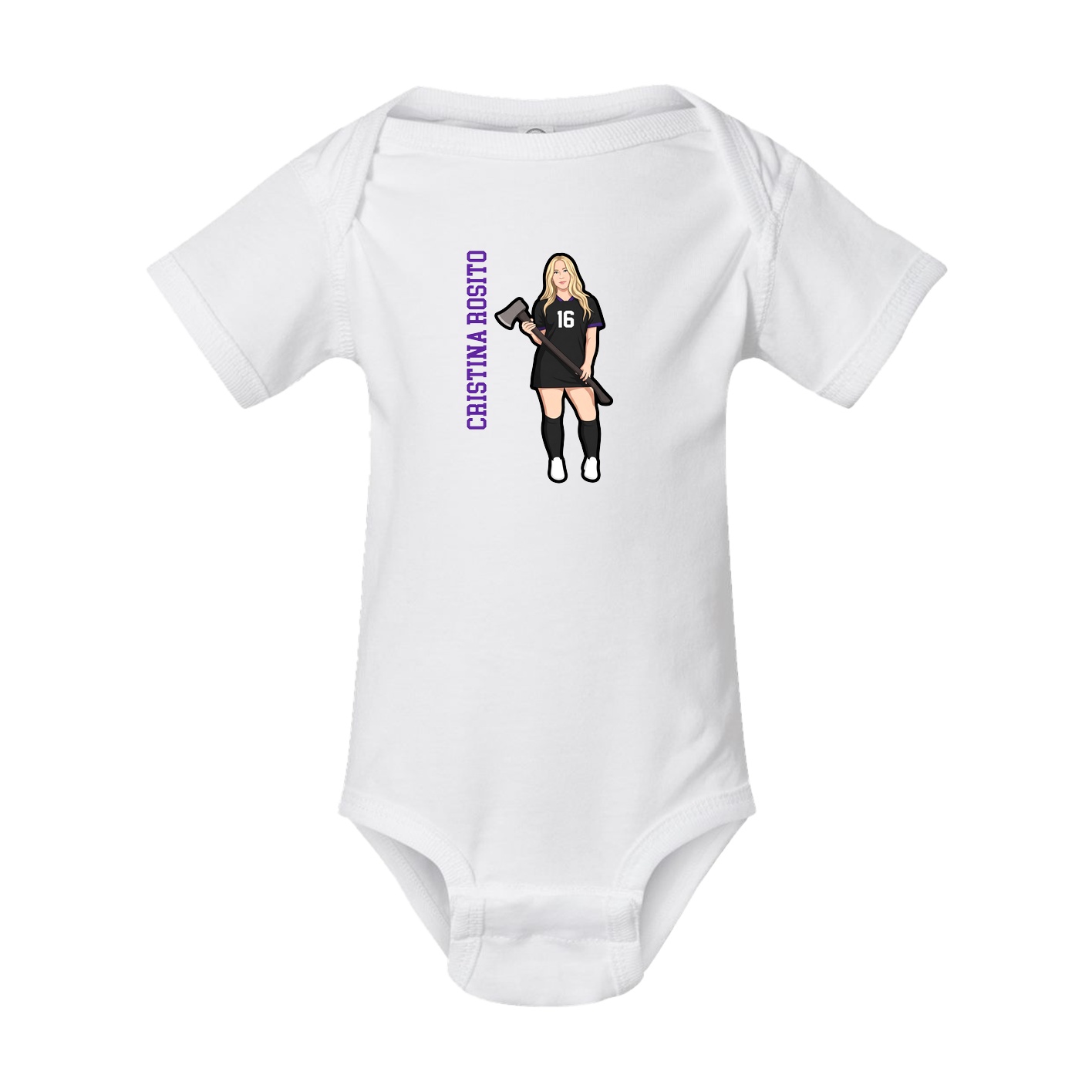 Baby Onesie — Name Vertical in White