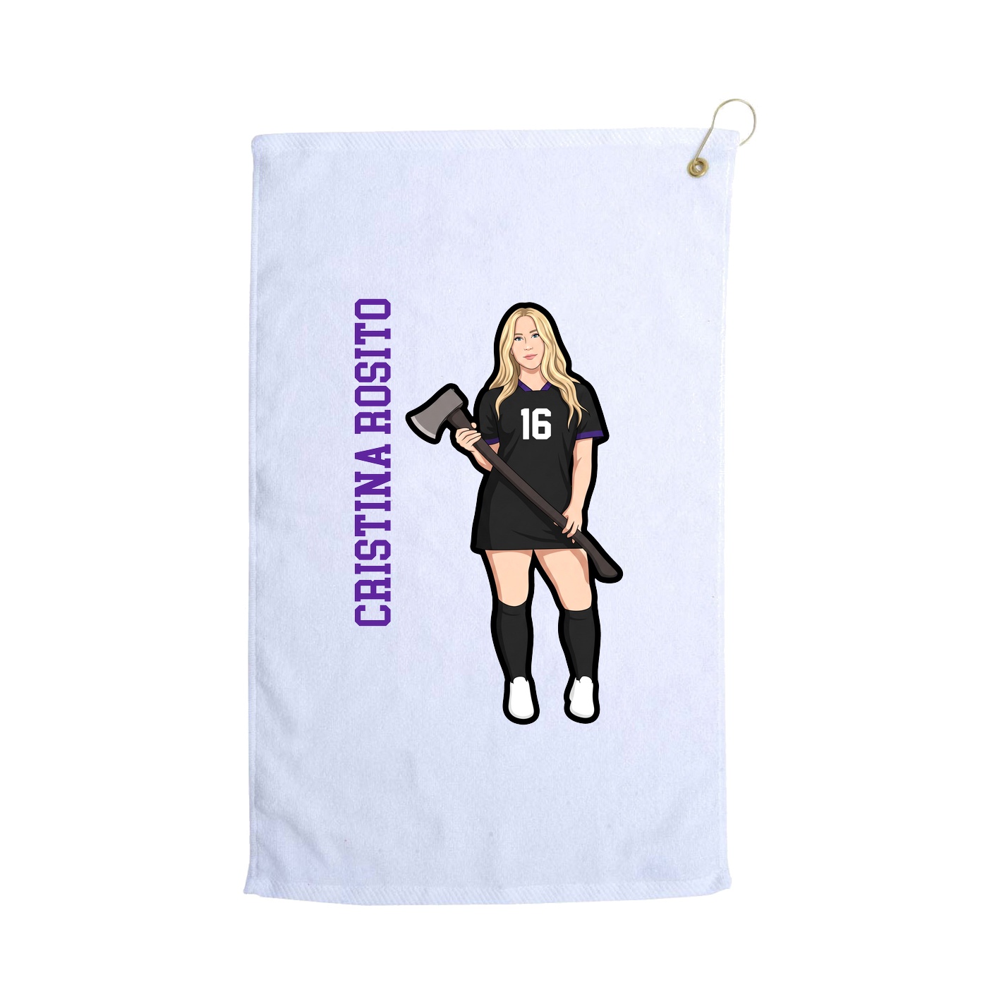 Golf Towel — Name Vertical in White