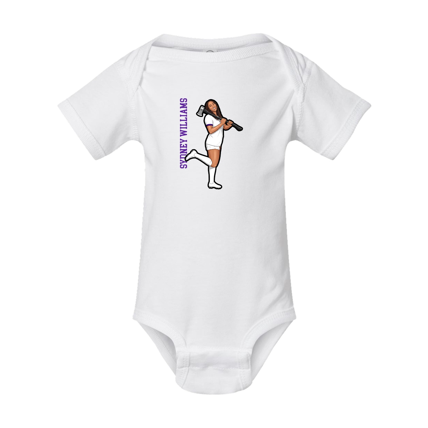 Baby Onesie — Name Vertical in White