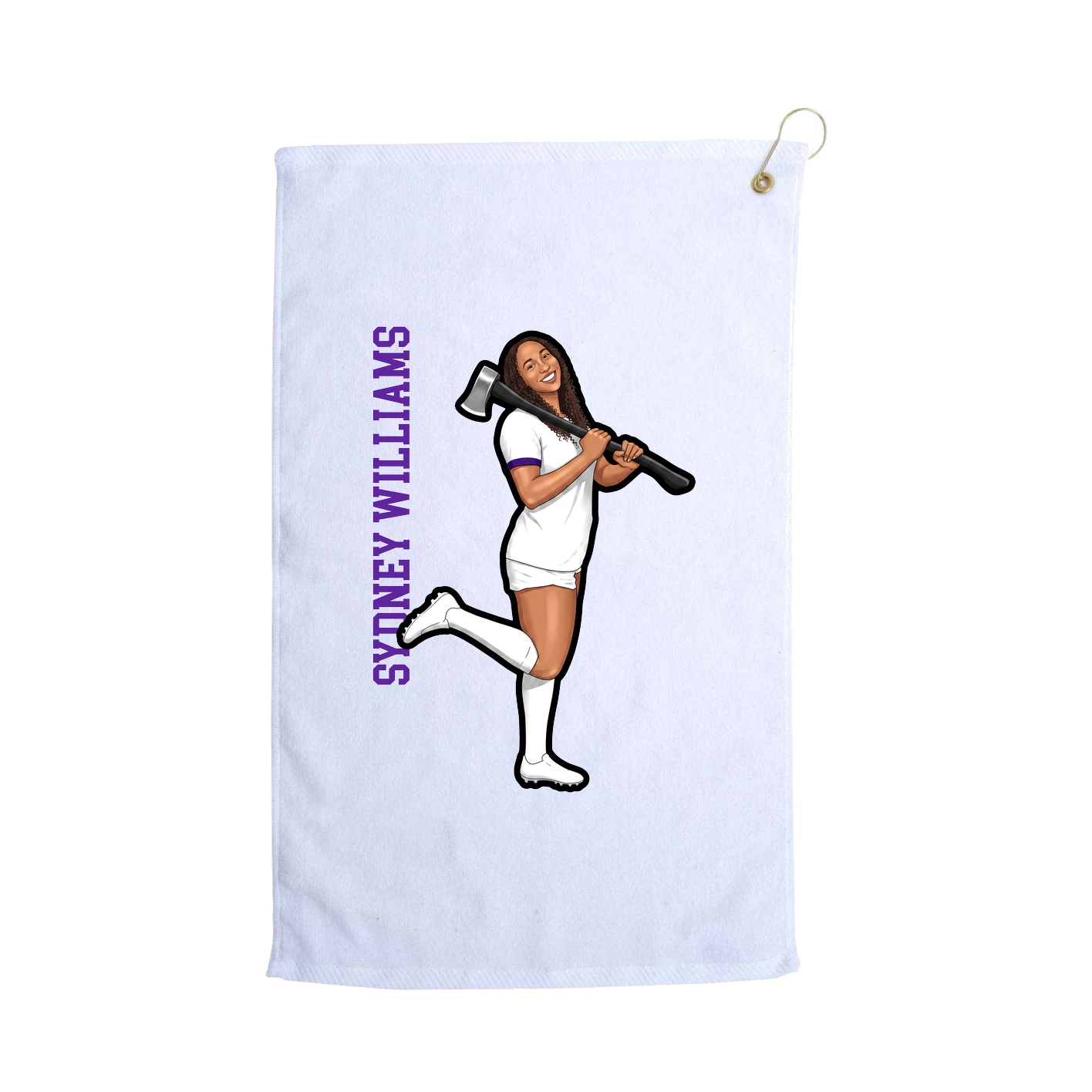 Golf Towel — Name Vertical in White