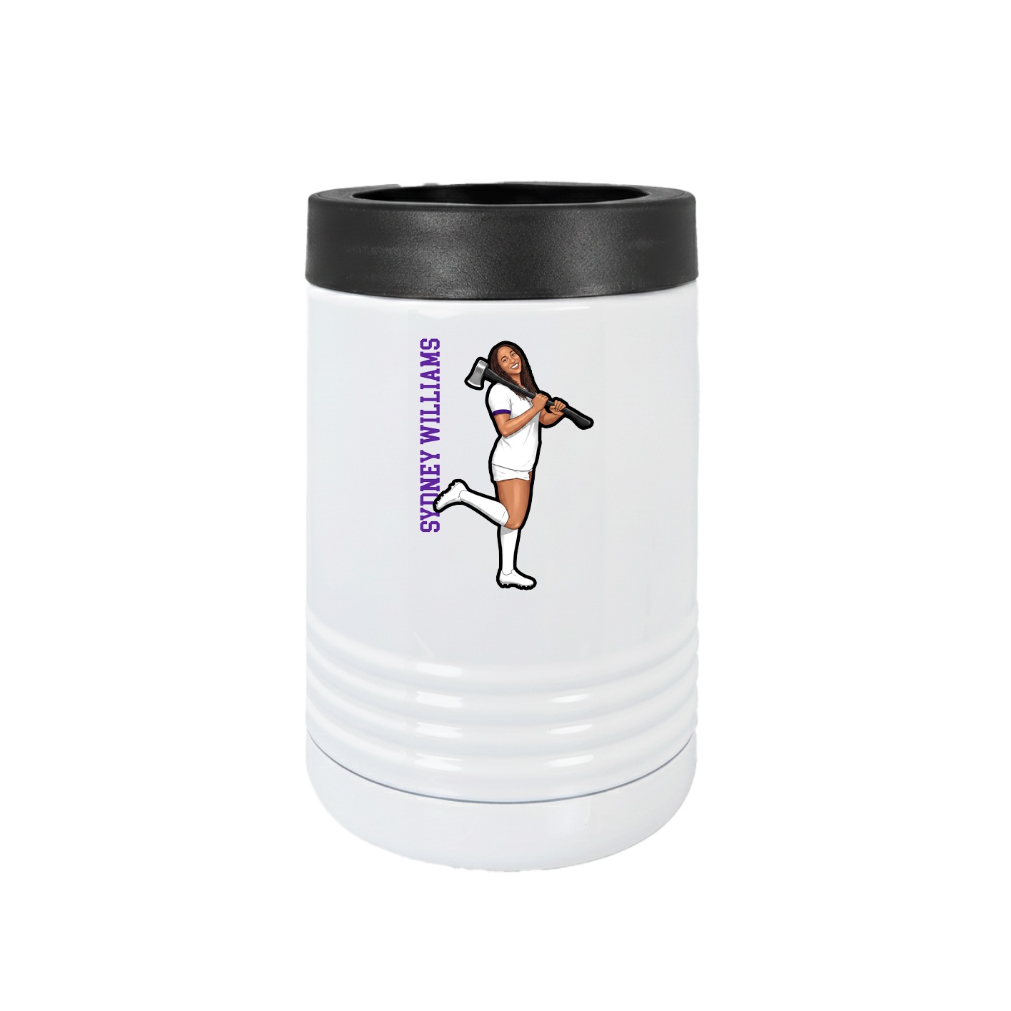 Beverage Holder — Name Vertical in White