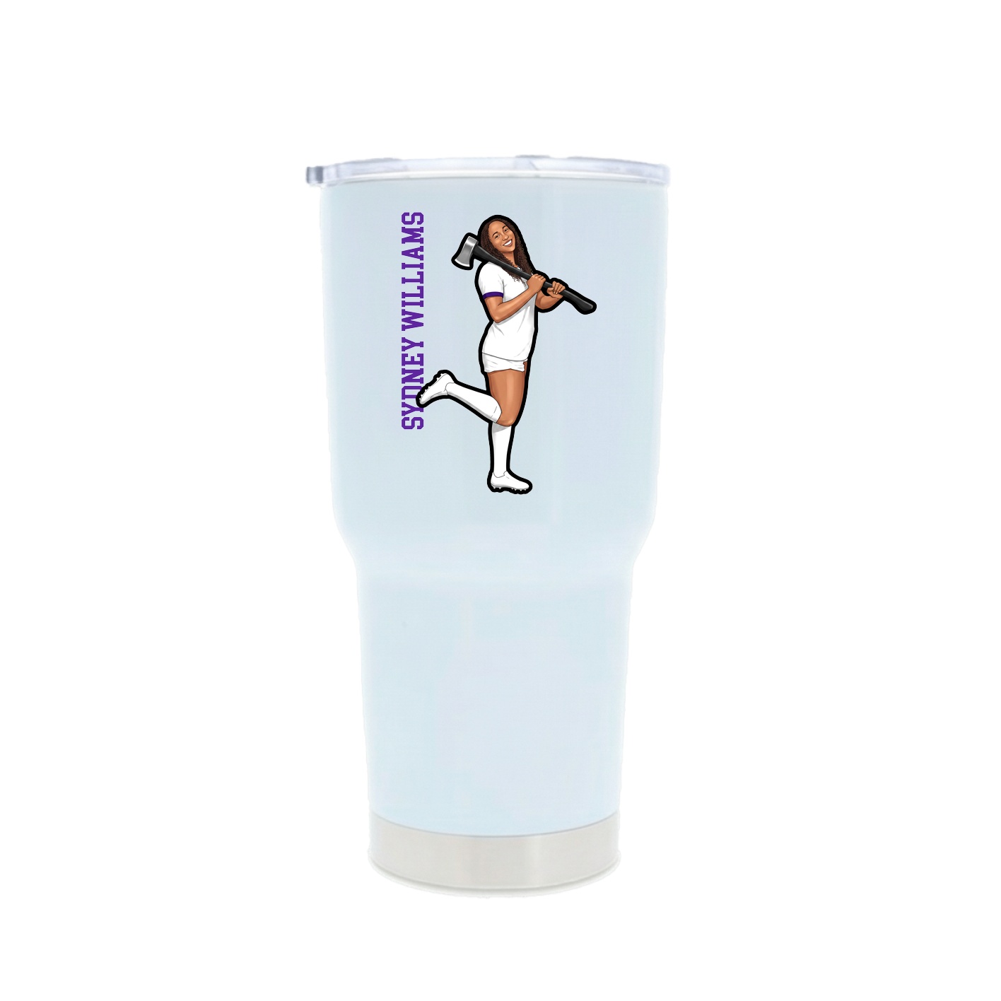 30oz Stainless Steel Tumbler — Name Vertical in White