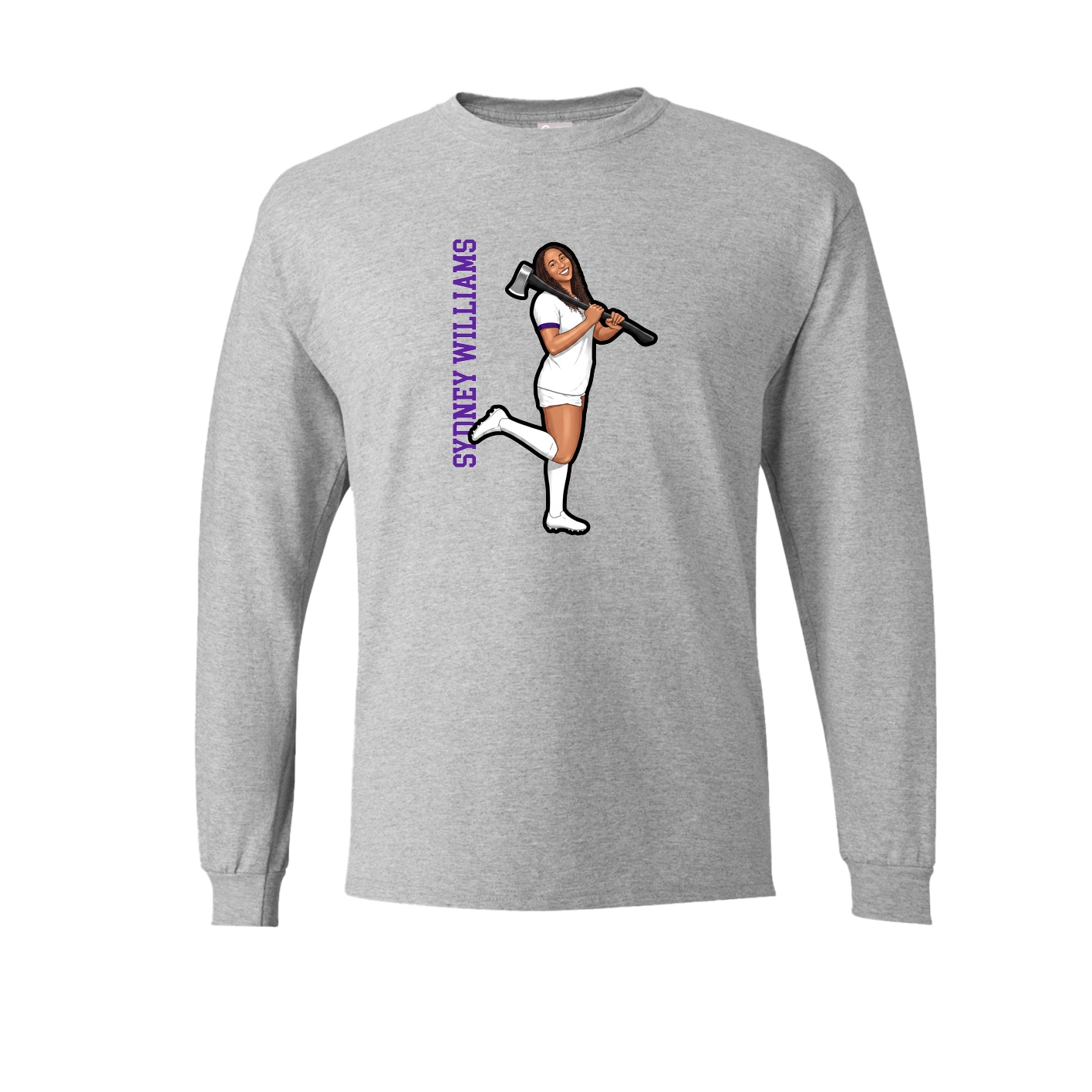 Long Sleeve Tee — Name Vertical in Grey