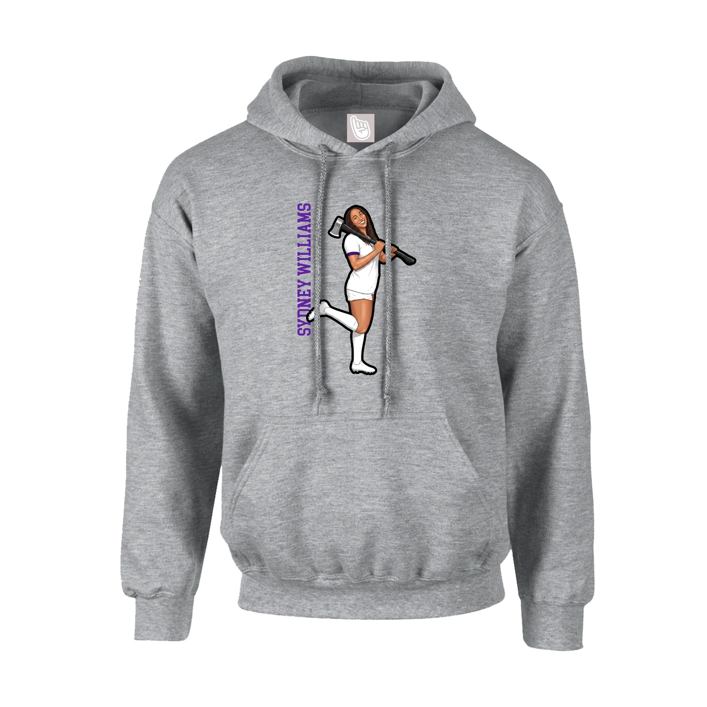 Youth Hoodie — Name Vertical in Grey