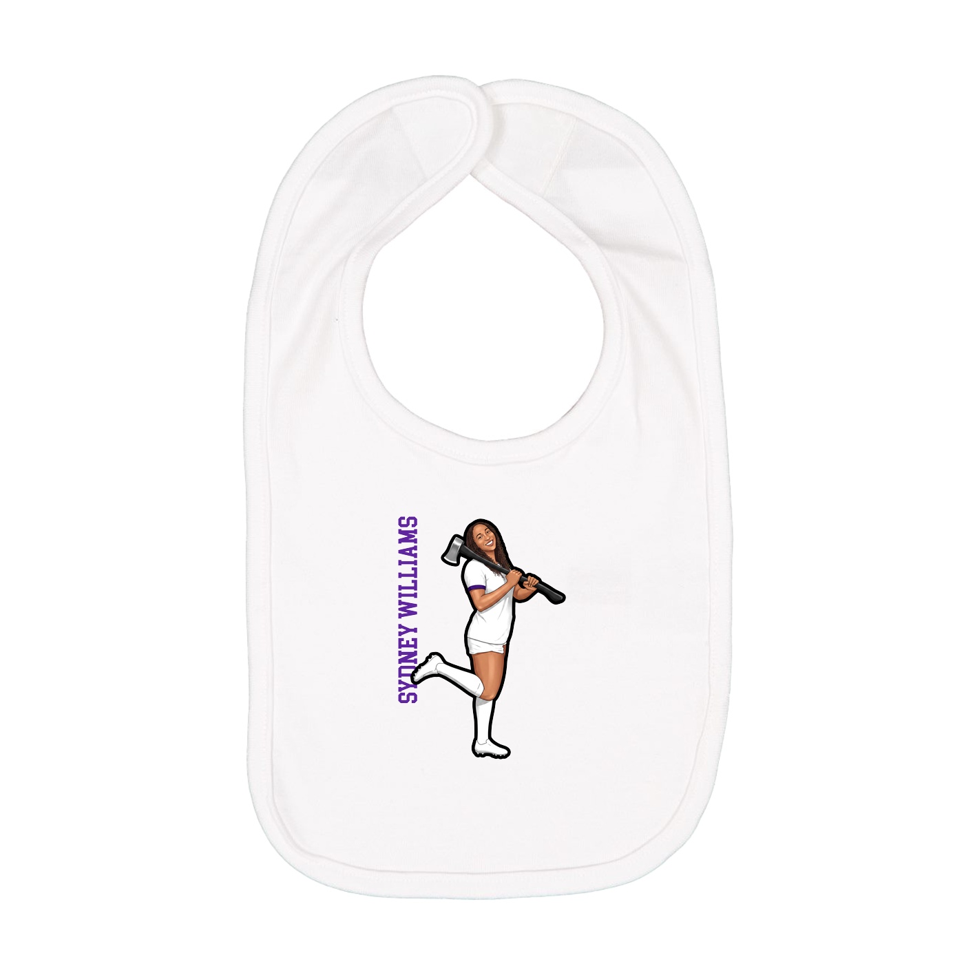 Infant Bib — Name Vertical in White