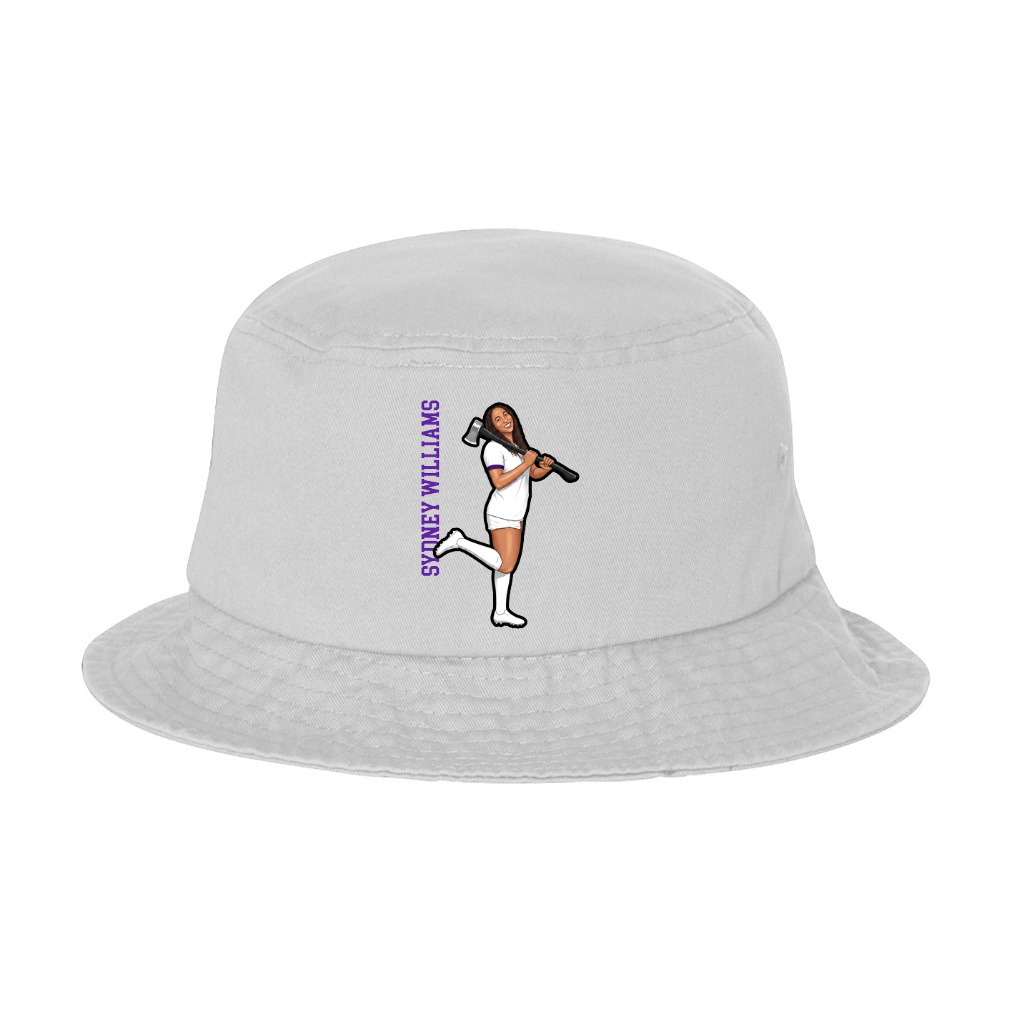Bucket Cap — Name Vertical in White