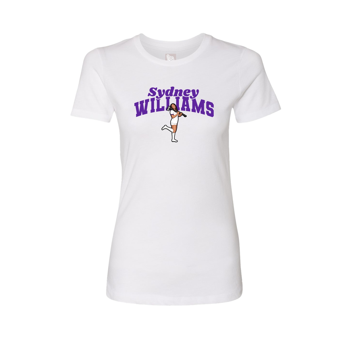Fitted Women's Tee — Signature Arch in White