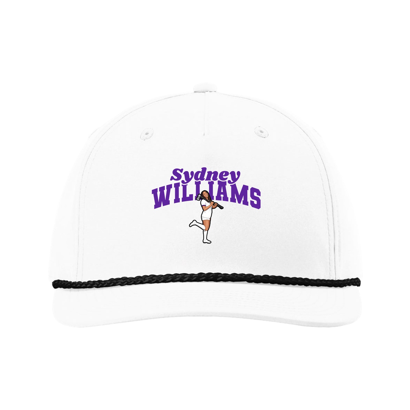 Five-Panel Classic Rope Cap — Signature Arch in White