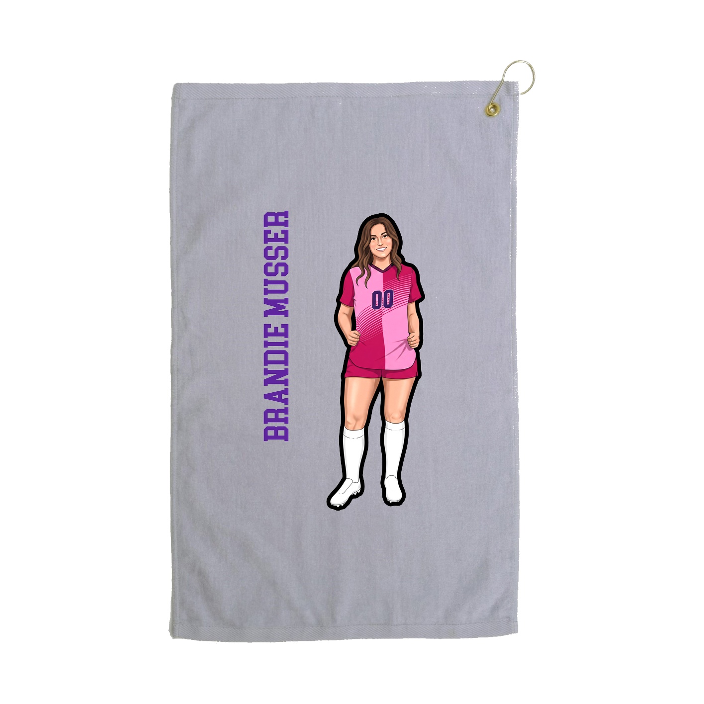 Golf Towel — Name Vertical in Grey