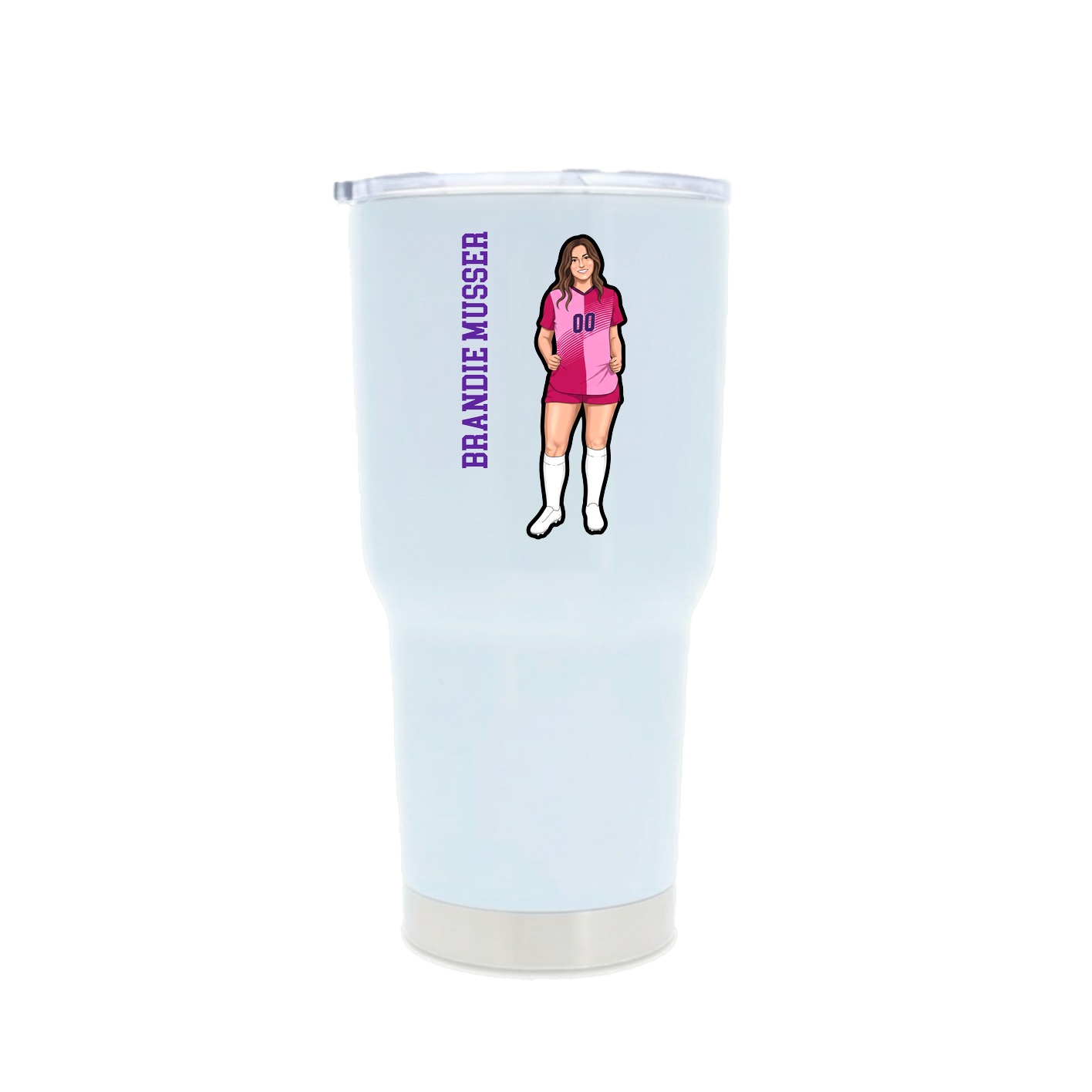 30oz Stainless Steel Tumbler — Name Vertical in White