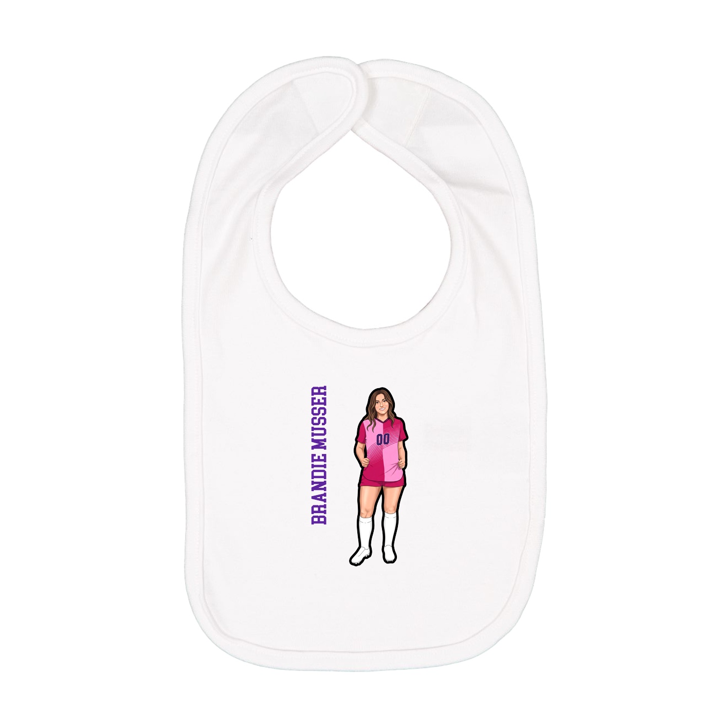 Infant Bib — Name Vertical in White