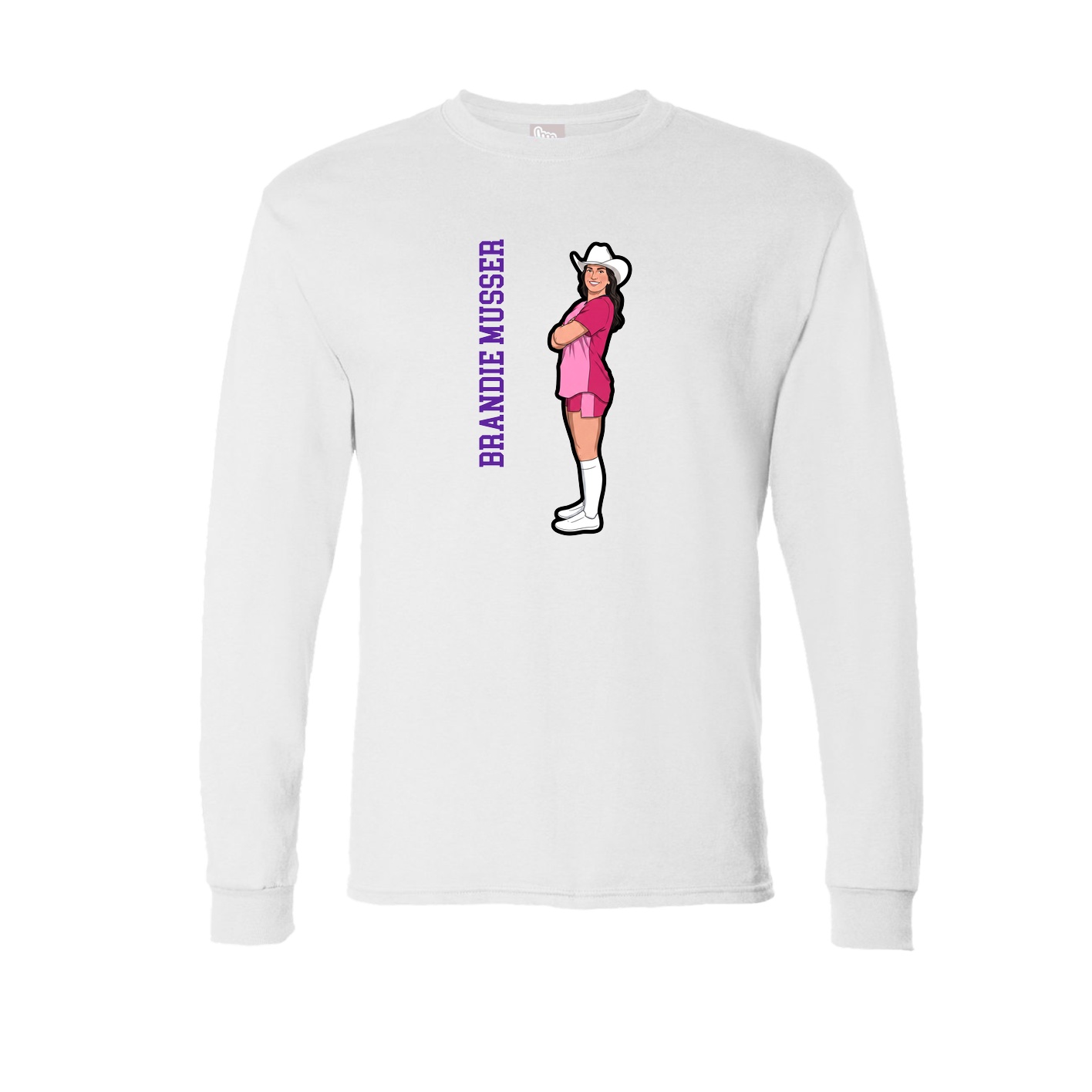 Long Sleeve Tee — Name Vertical in White