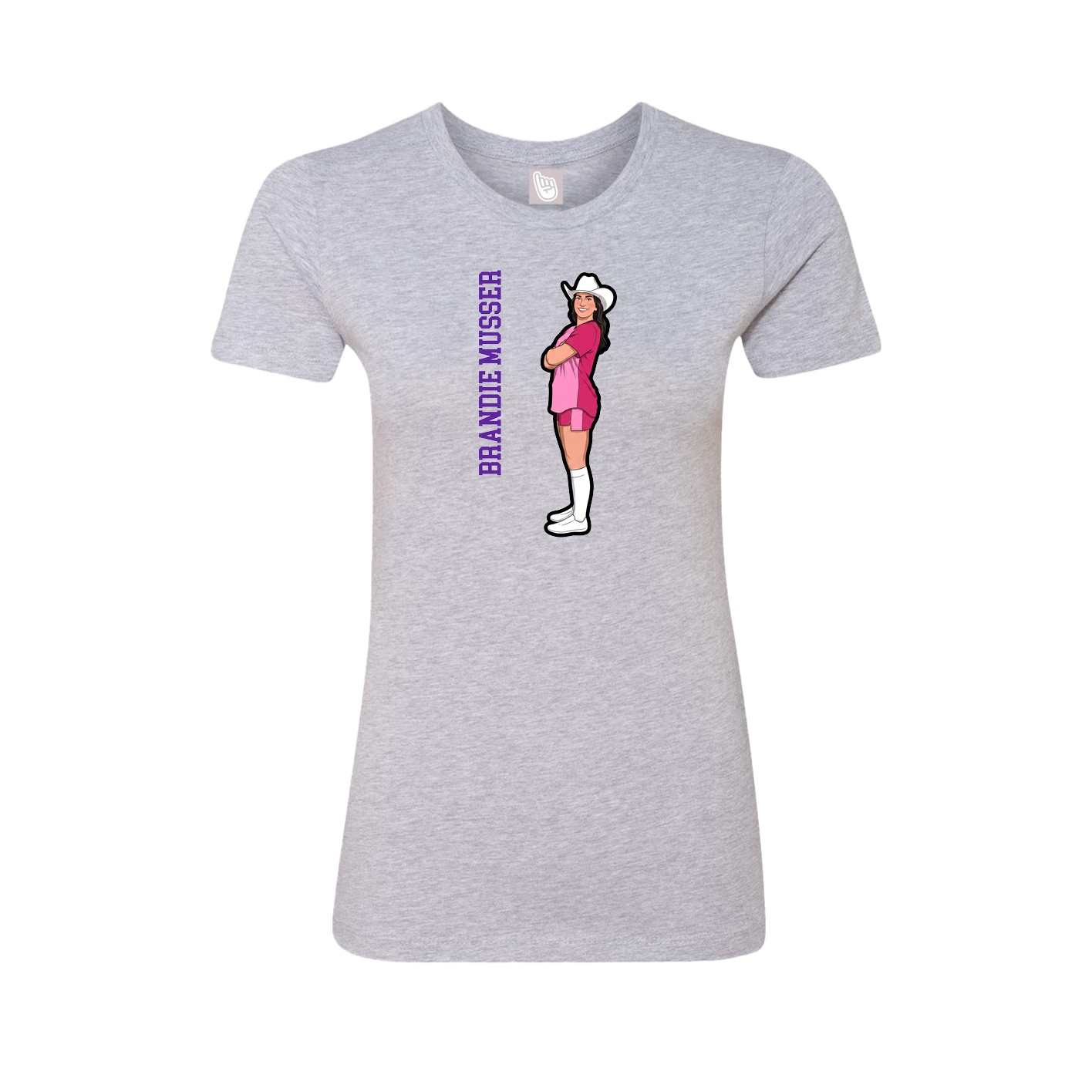Fitted Women's Tee — Name Vertical in Grey
