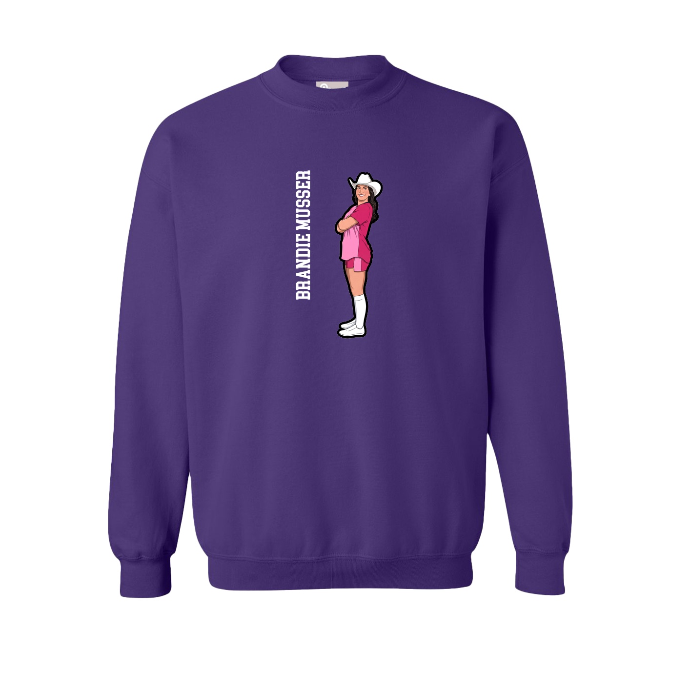 Fleece Crew — Name Vertical in Purple