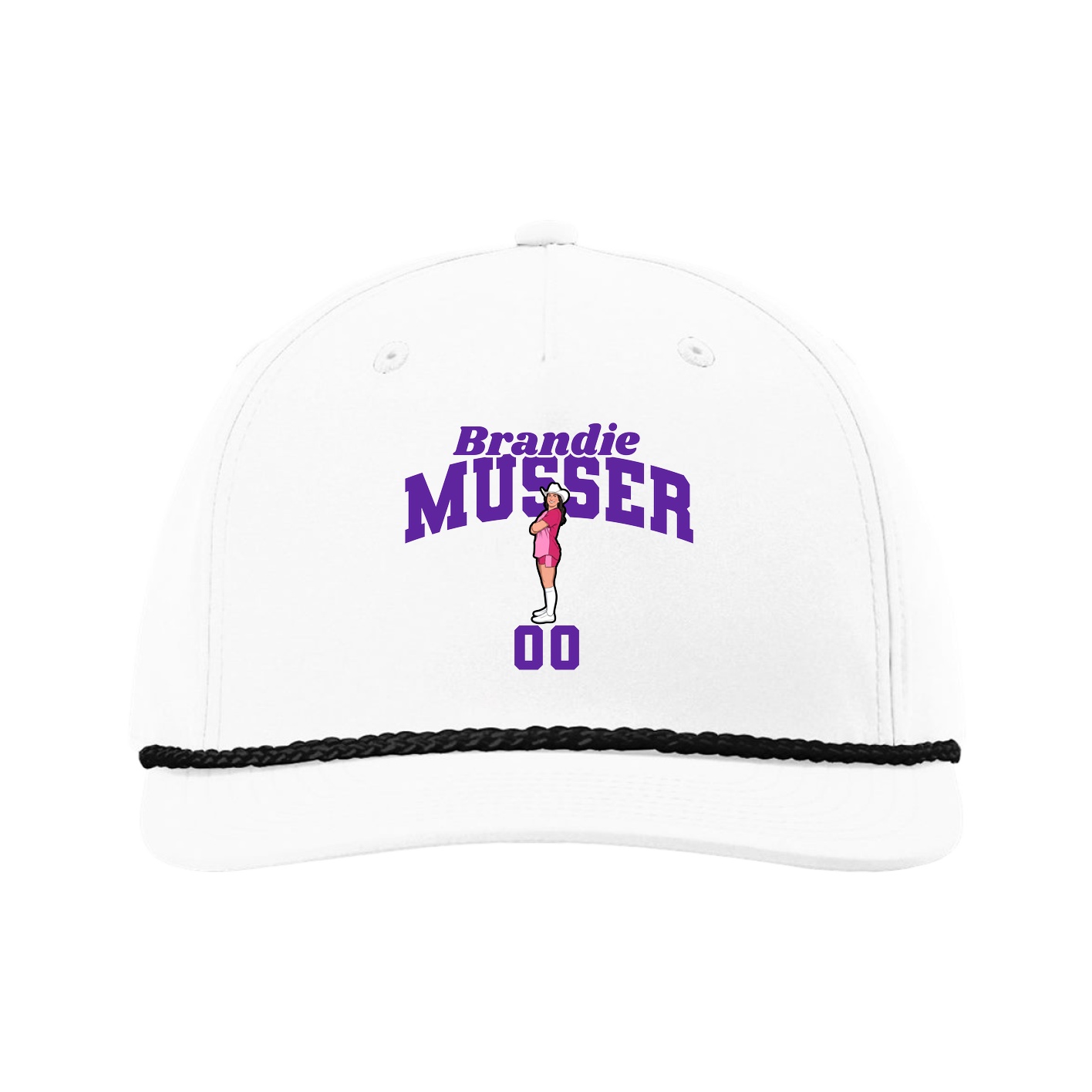 Five-Panel Classic Rope Cap — Signature Arch in White
