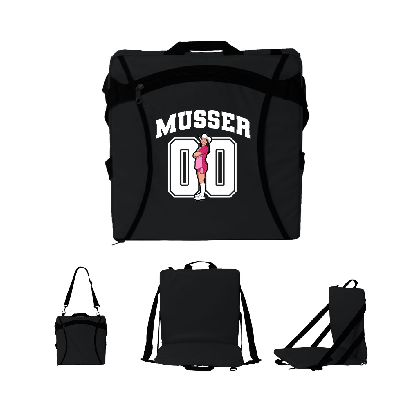 Folding Stadium Seat — Number in Black