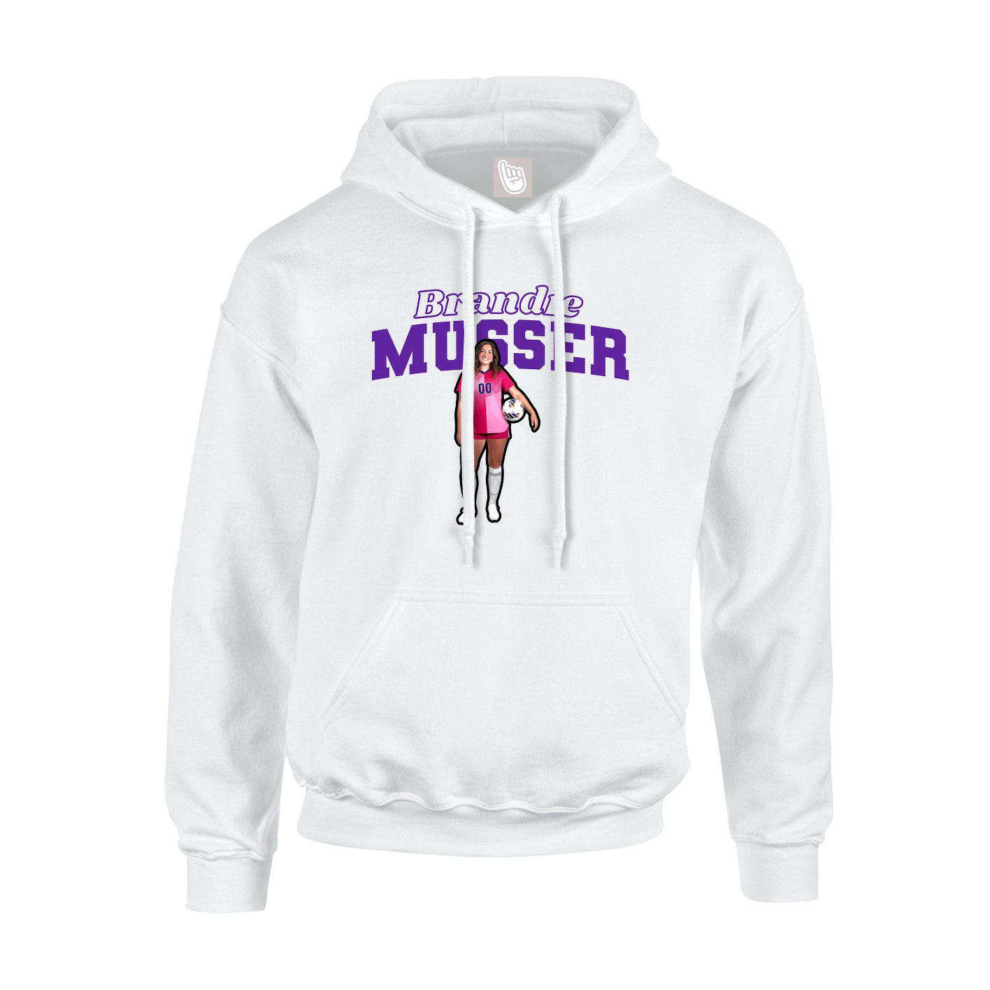 Youth Hoodie — Name Arch in White