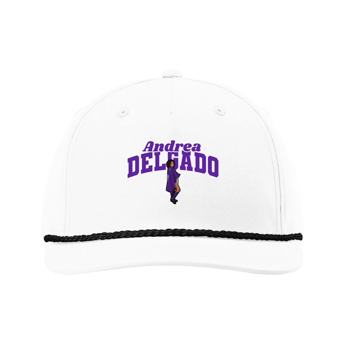 Five-Panel Classic Rope Cap — Signature Arch in White