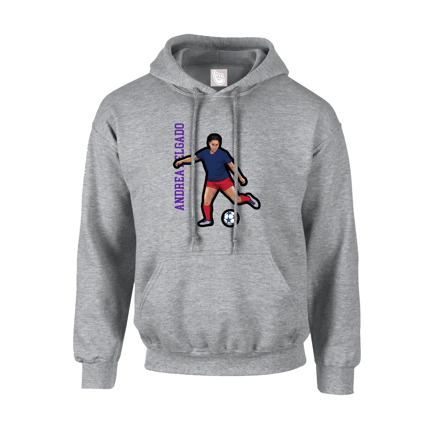 Youth Hoodie — Name Vertical in Grey