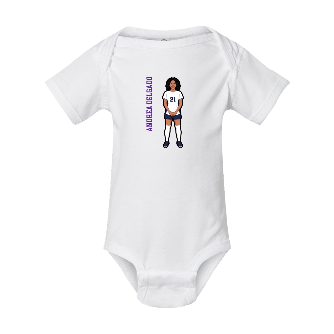 Baby Onesie — Name Vertical in White
