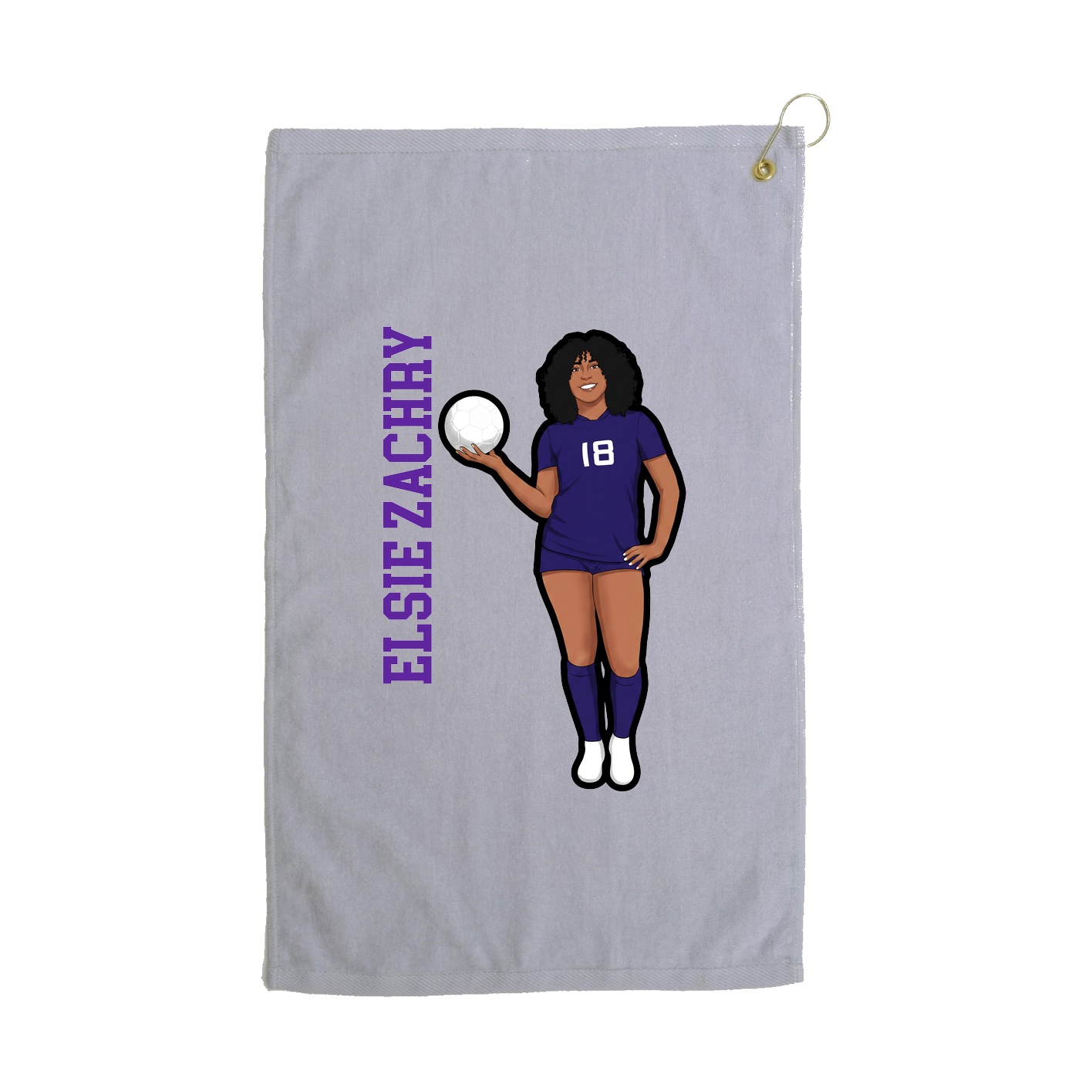 Golf Towel — Name Vertical in Grey