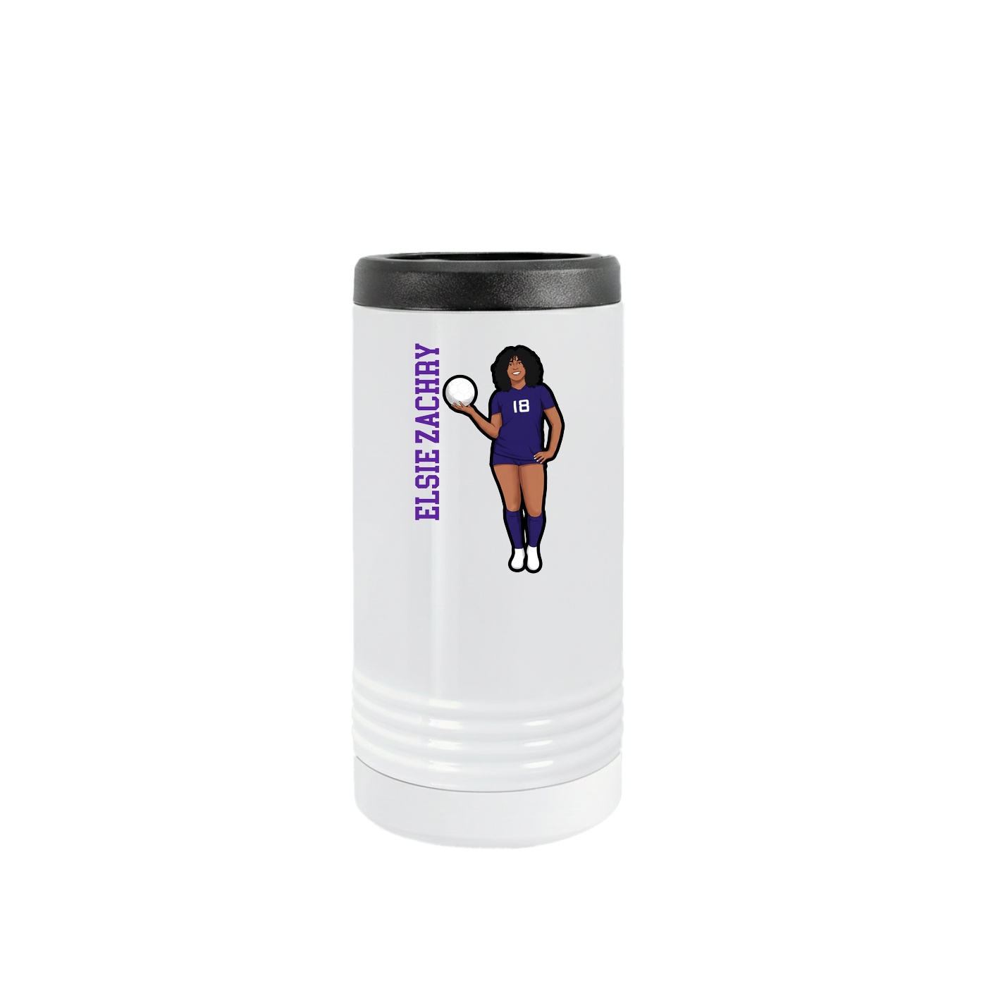 Slim Beverage Holder — Name Vertical in White