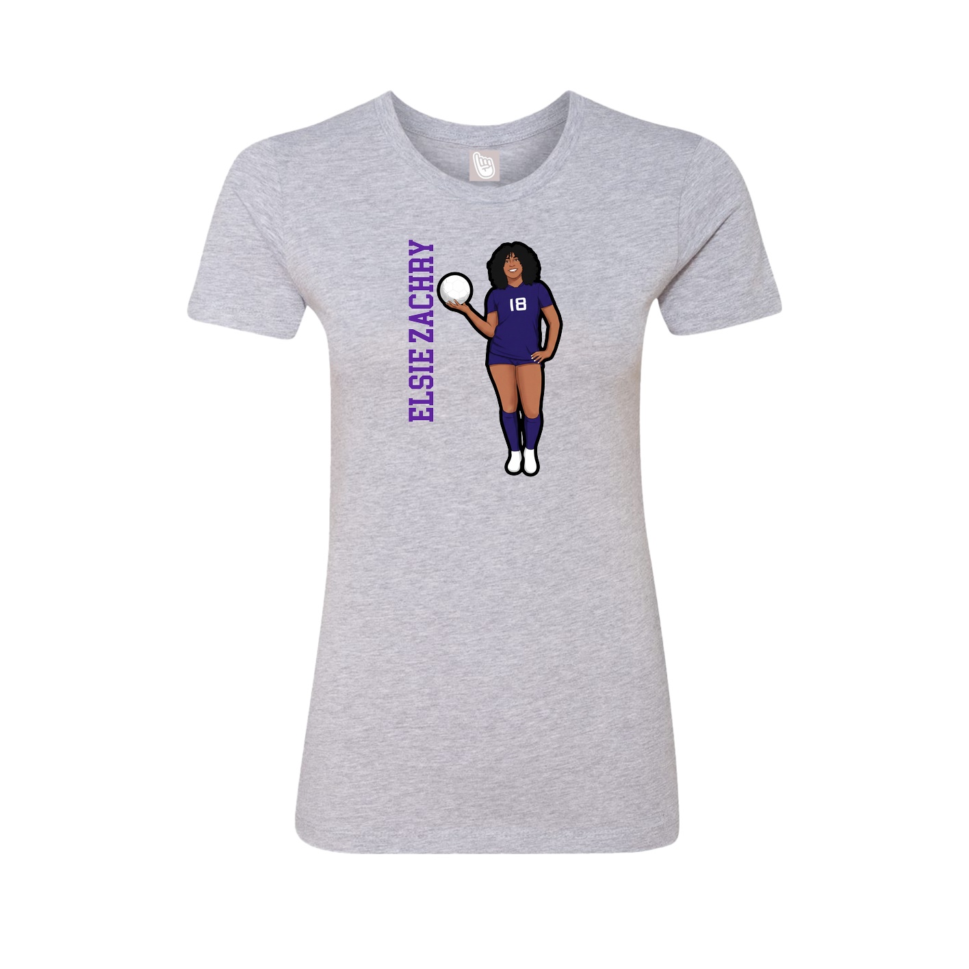 Fitted Women's Tee — Name Vertical in Grey