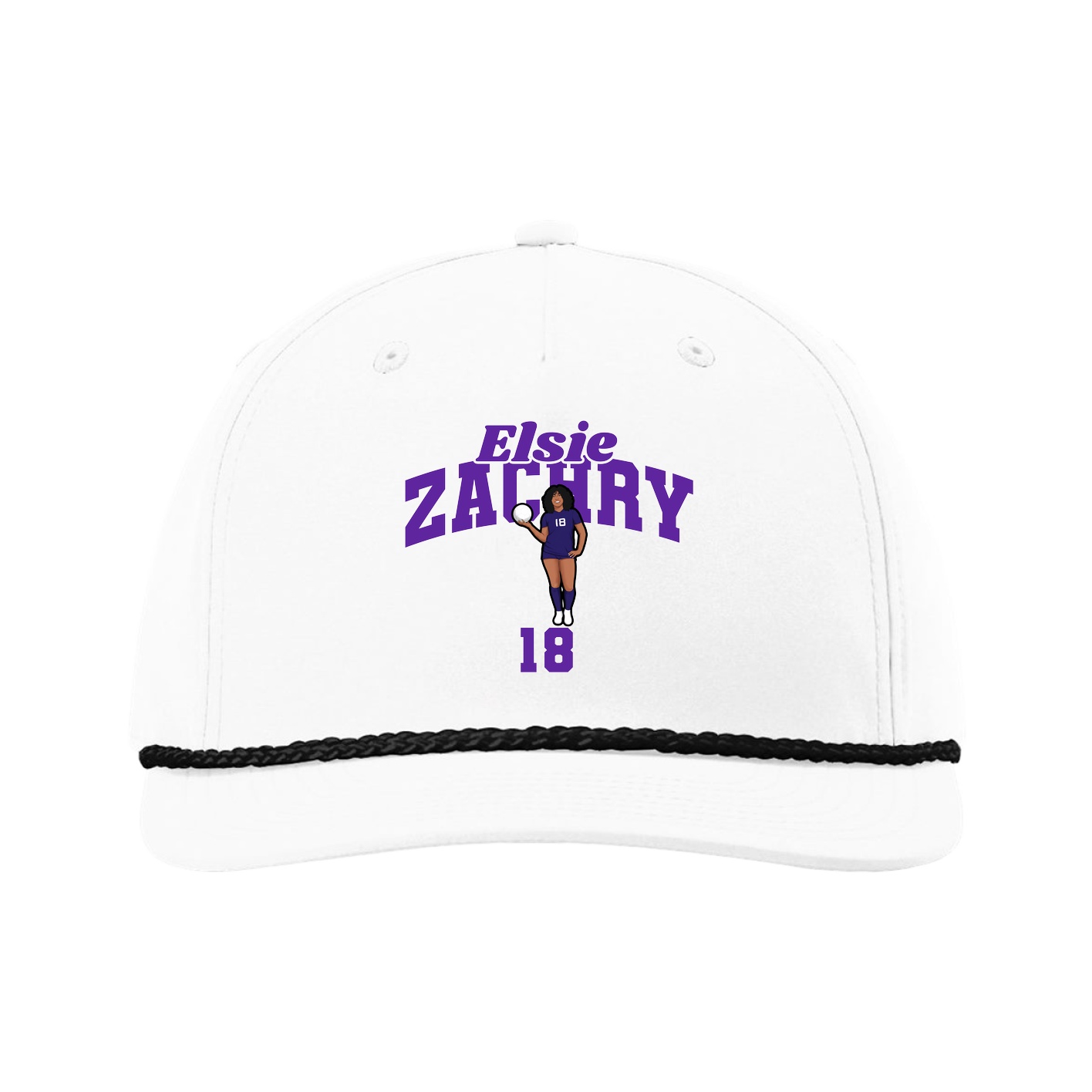 Five-Panel Classic Rope Cap — Signature Arch in White