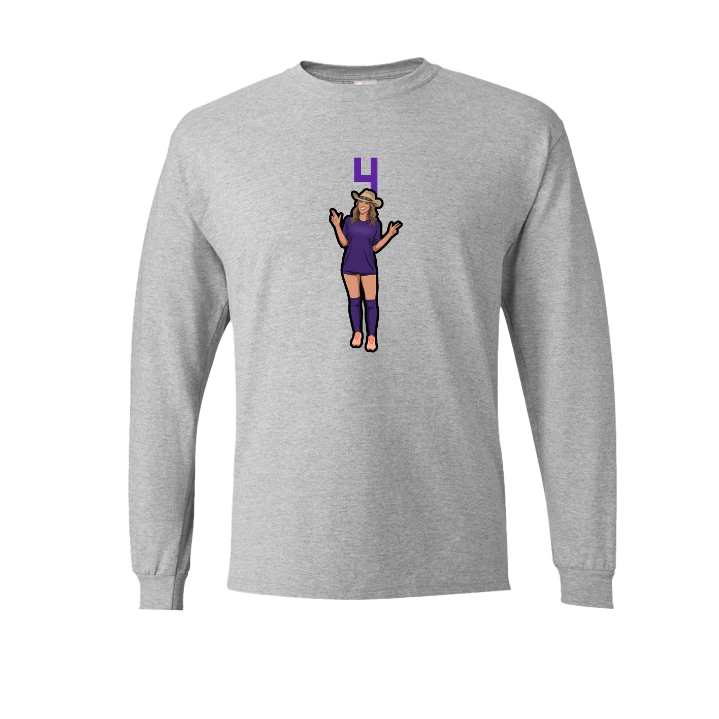 Long Sleeve Tee — Number Top in Grey