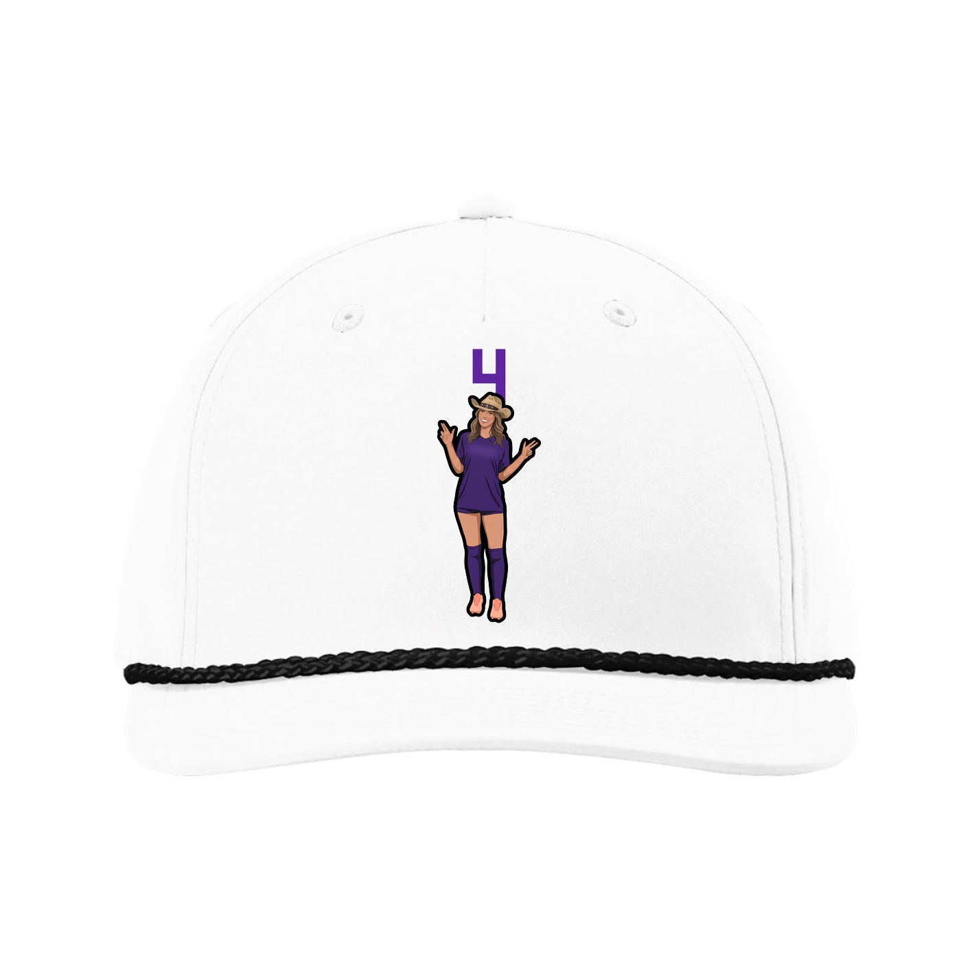 Five-Panel Classic Rope Cap — Number Top in White