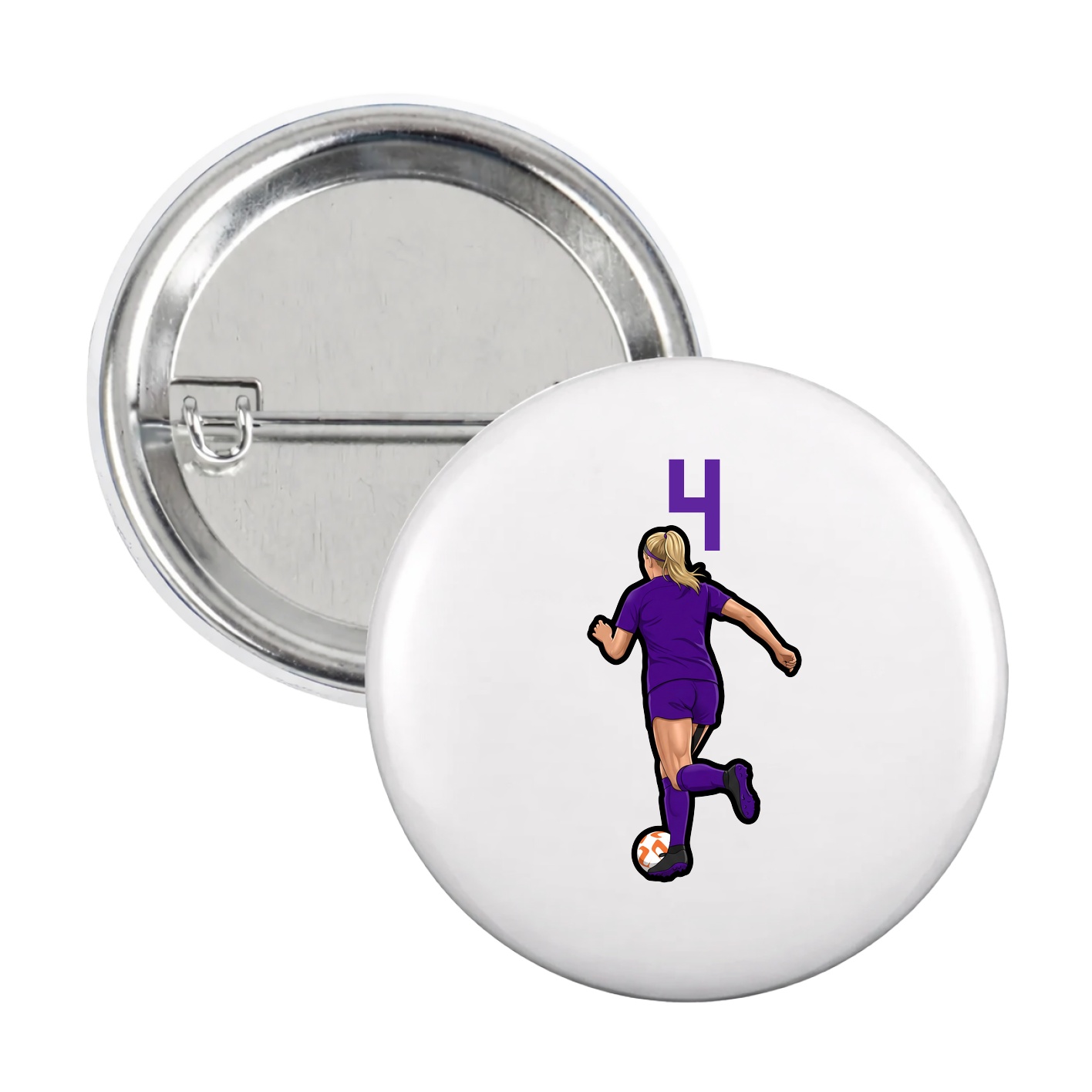 Game Day Button — Number Top in White