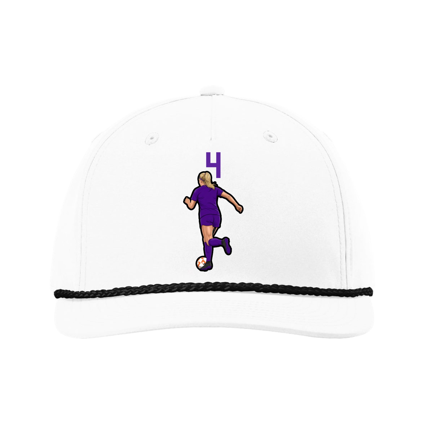 Five-Panel Classic Rope Cap — Number Top in White