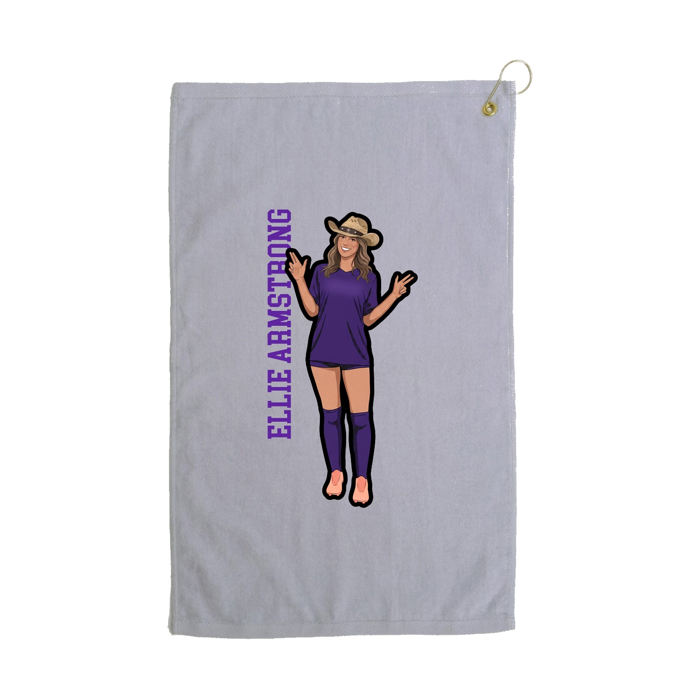 Golf Towel — Name Vertical in Grey