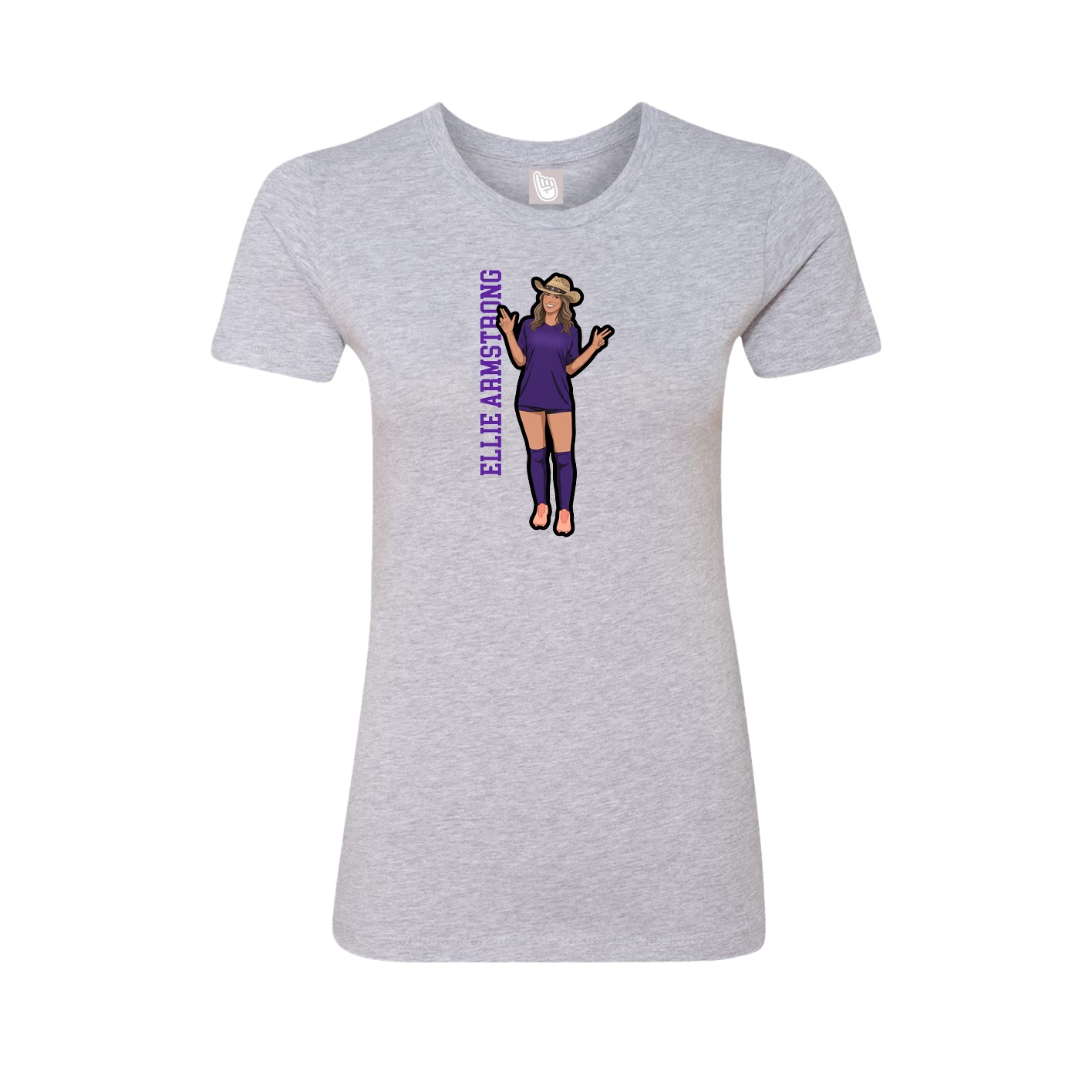 Fitted Women's Tee — Name Vertical in Grey