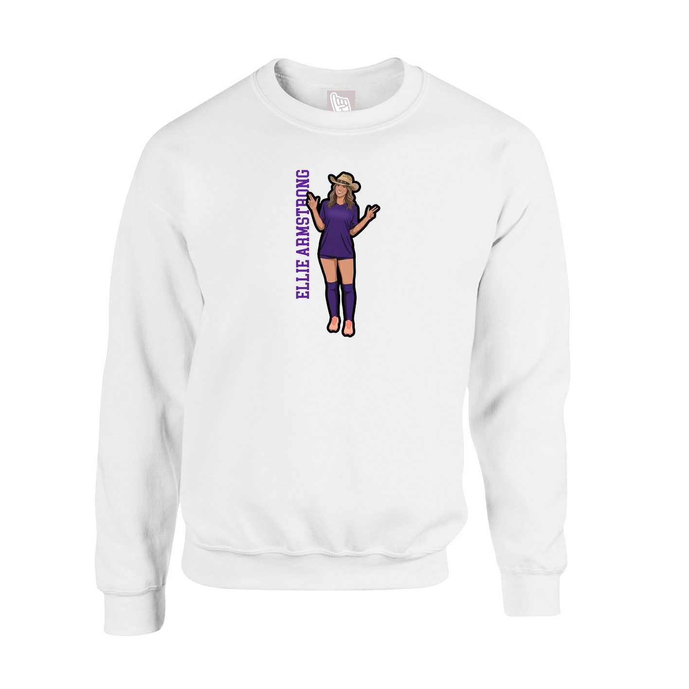 Fleece Crew — Name Vertical in White