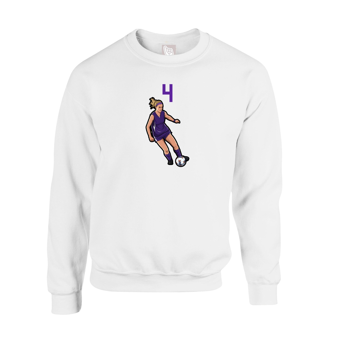 Fleece Crew — Number Top in White