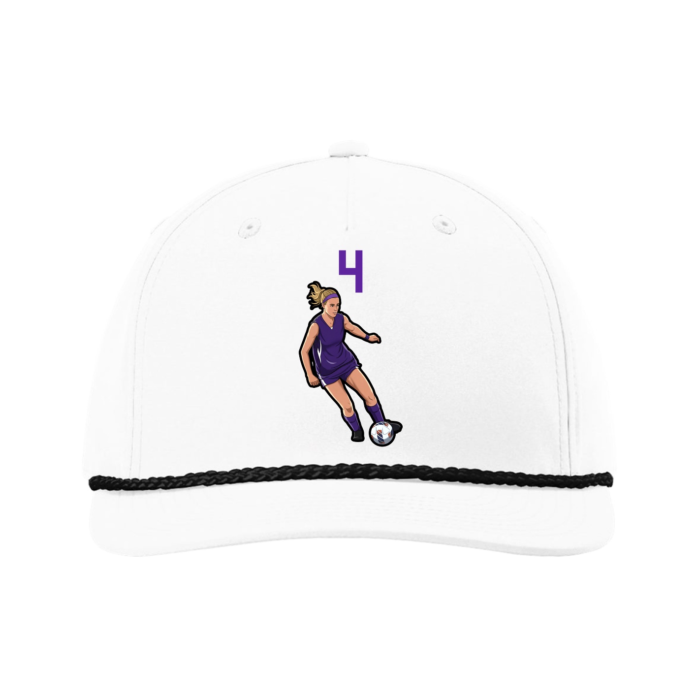 Five-Panel Classic Rope Cap — Number Top in White
