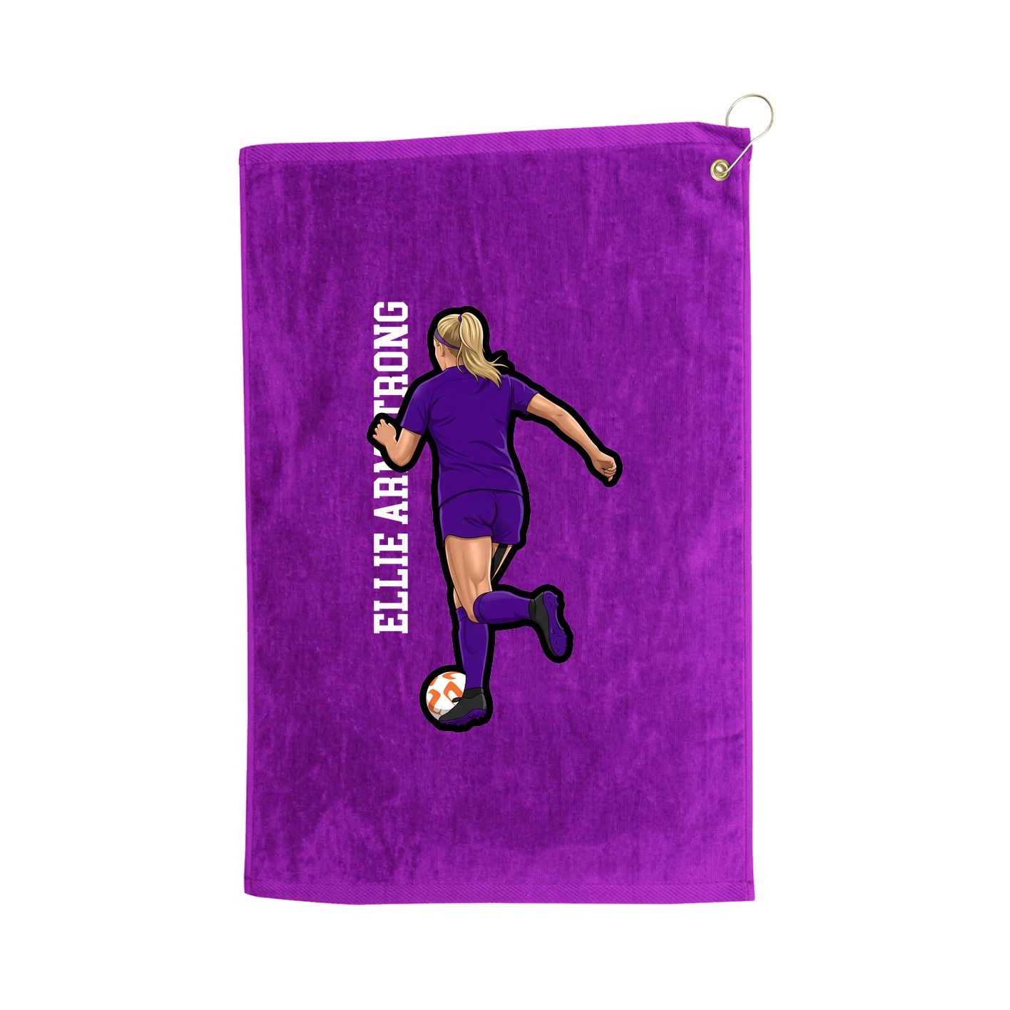 Golf Towel — Name Vertical in Purple