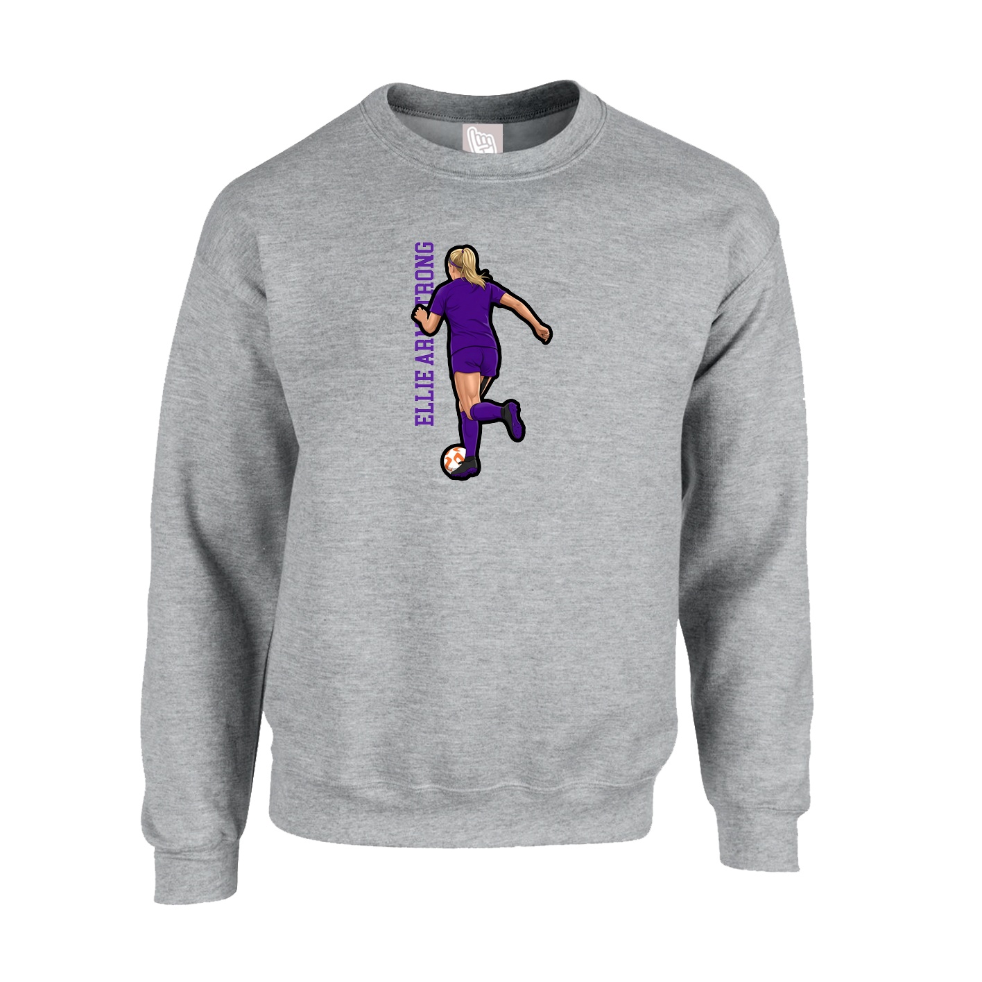 Fleece Crew — Name Vertical in Grey