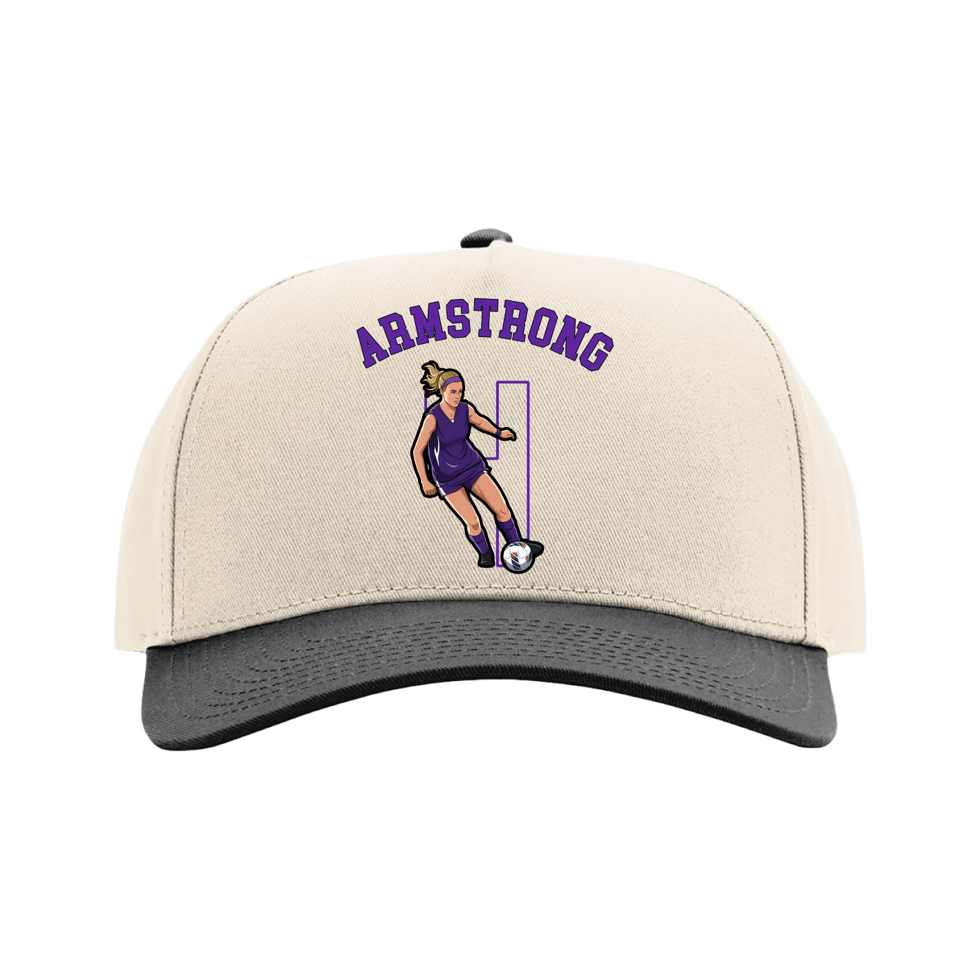 Full Fabric Five-Panel Champ Cap — Shirsey Arch in Cream/Black