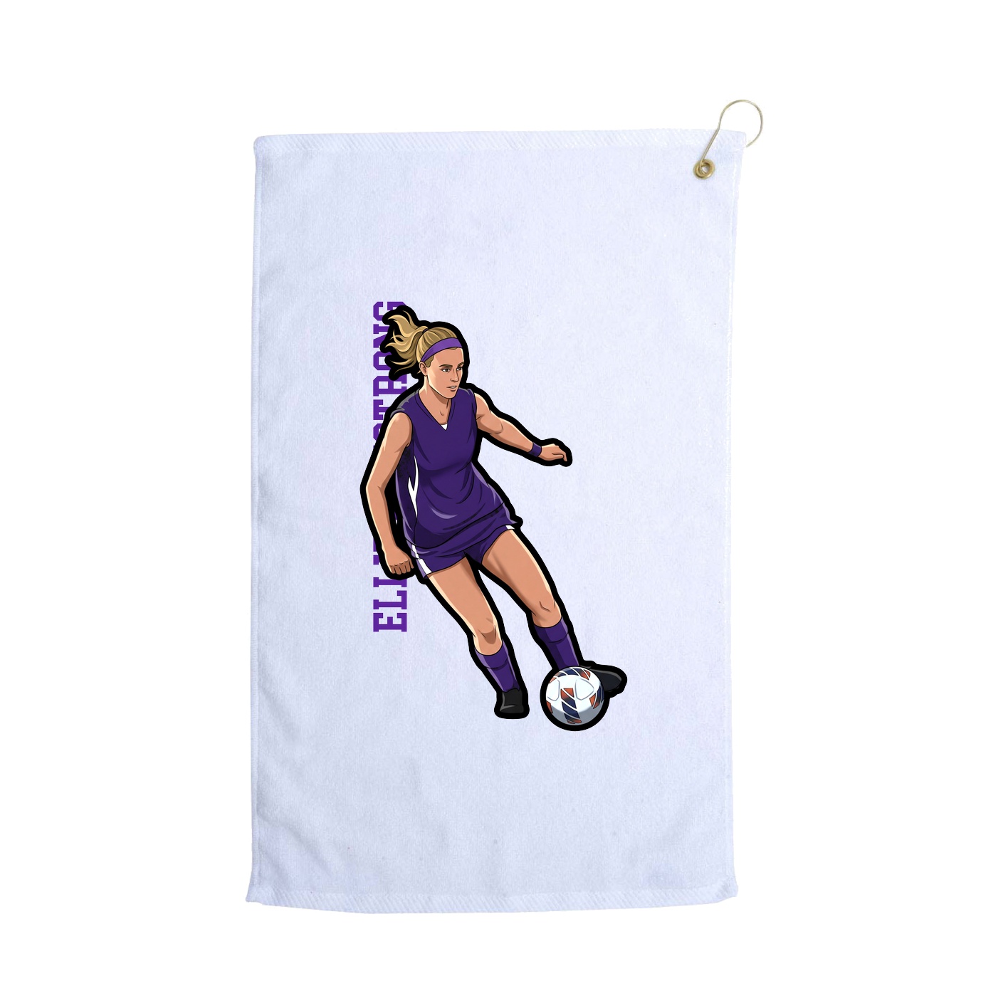 Golf Towel — Name Vertical in White