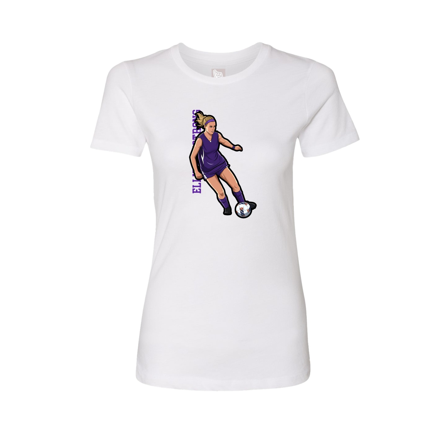 Fitted Women's Tee — Name Vertical in White